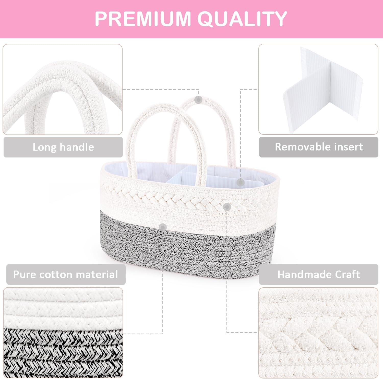 ABenkle Diaper Caddy Organizer with Removable Dividers