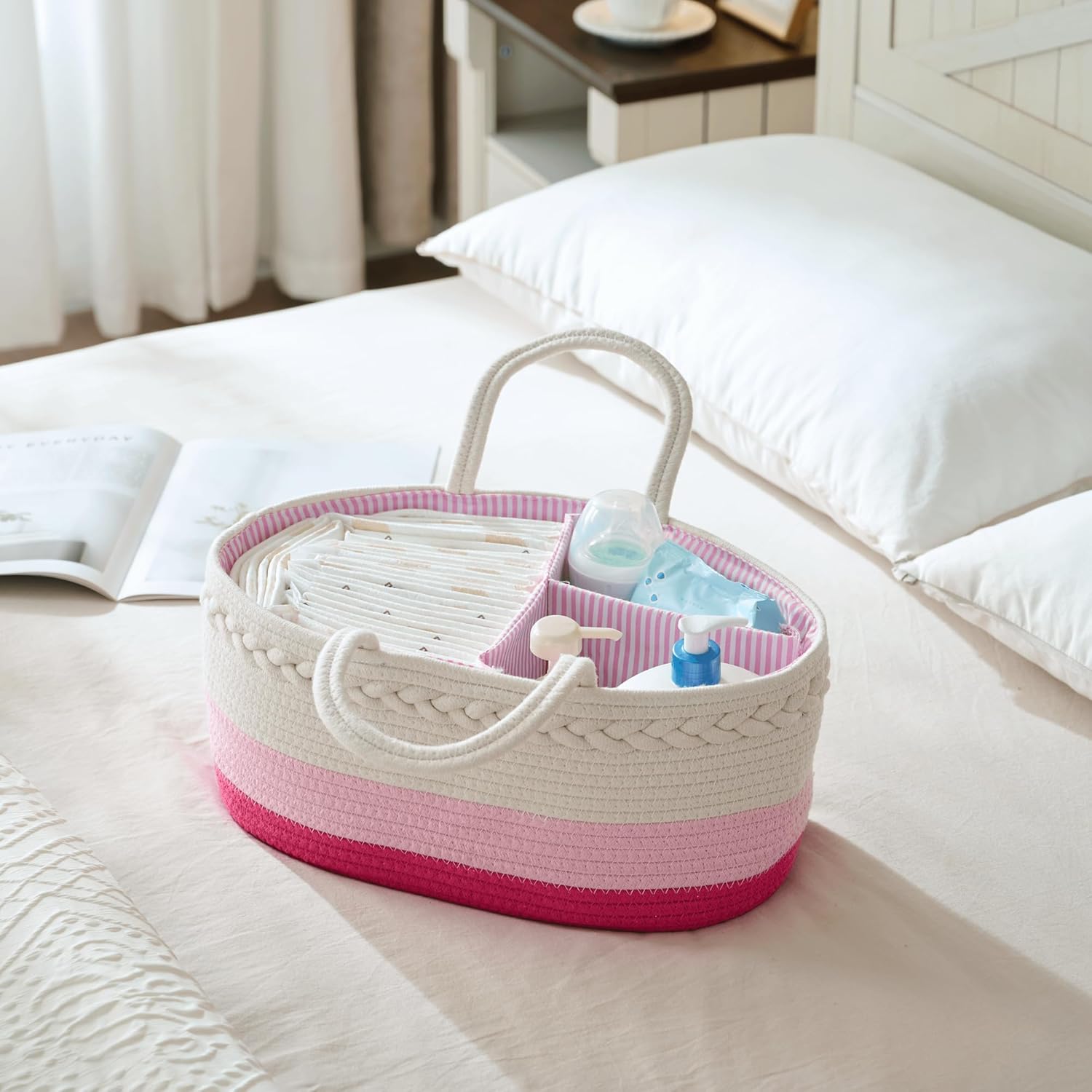 Baby Diaper Caddy Organizer - Pink