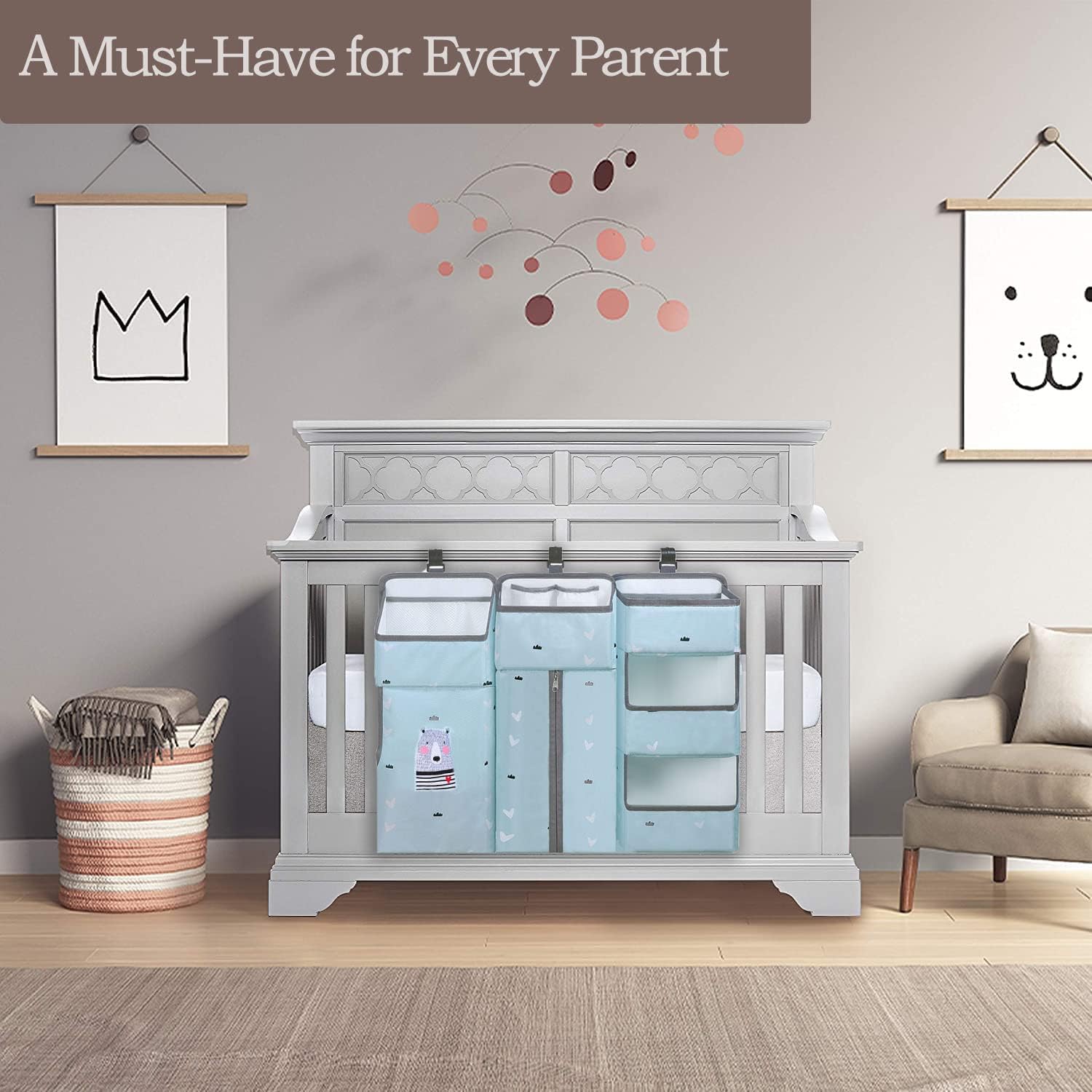 TOCKONIMN 3-in-1 Hanging Diaper Caddy Organizer