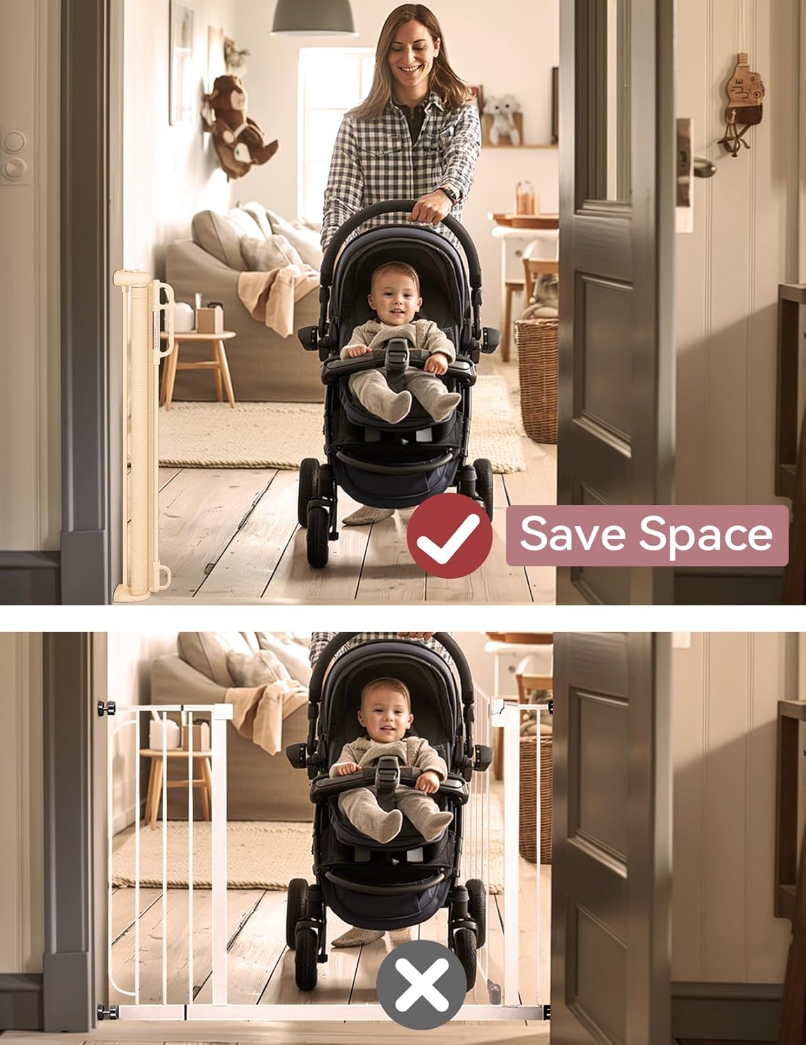 Retractable Baby Gate with Double Locking Mechanism 1