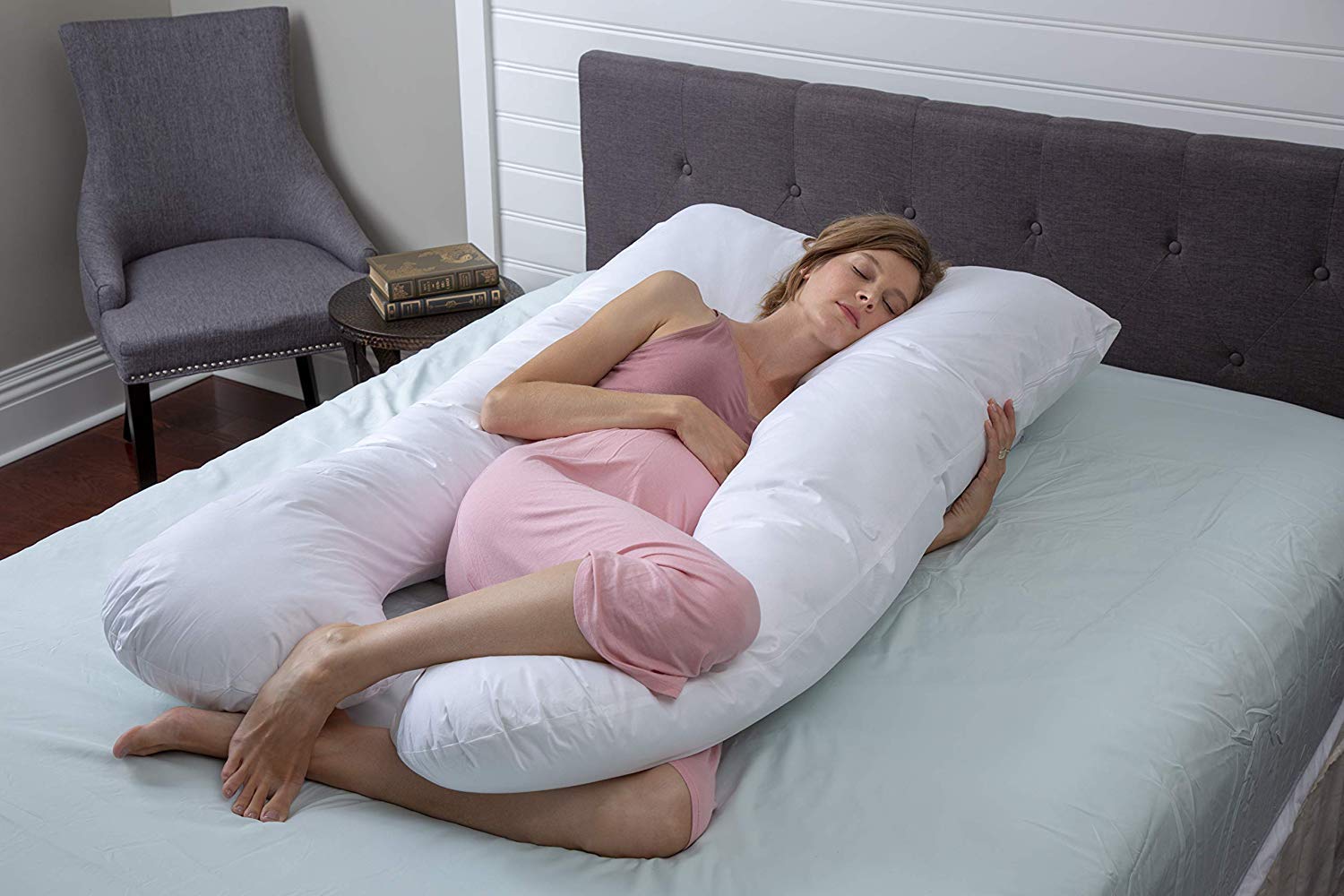 AllerEase Pregnancy Pillow - 100 Cotton 61 x 34 x 7 White
