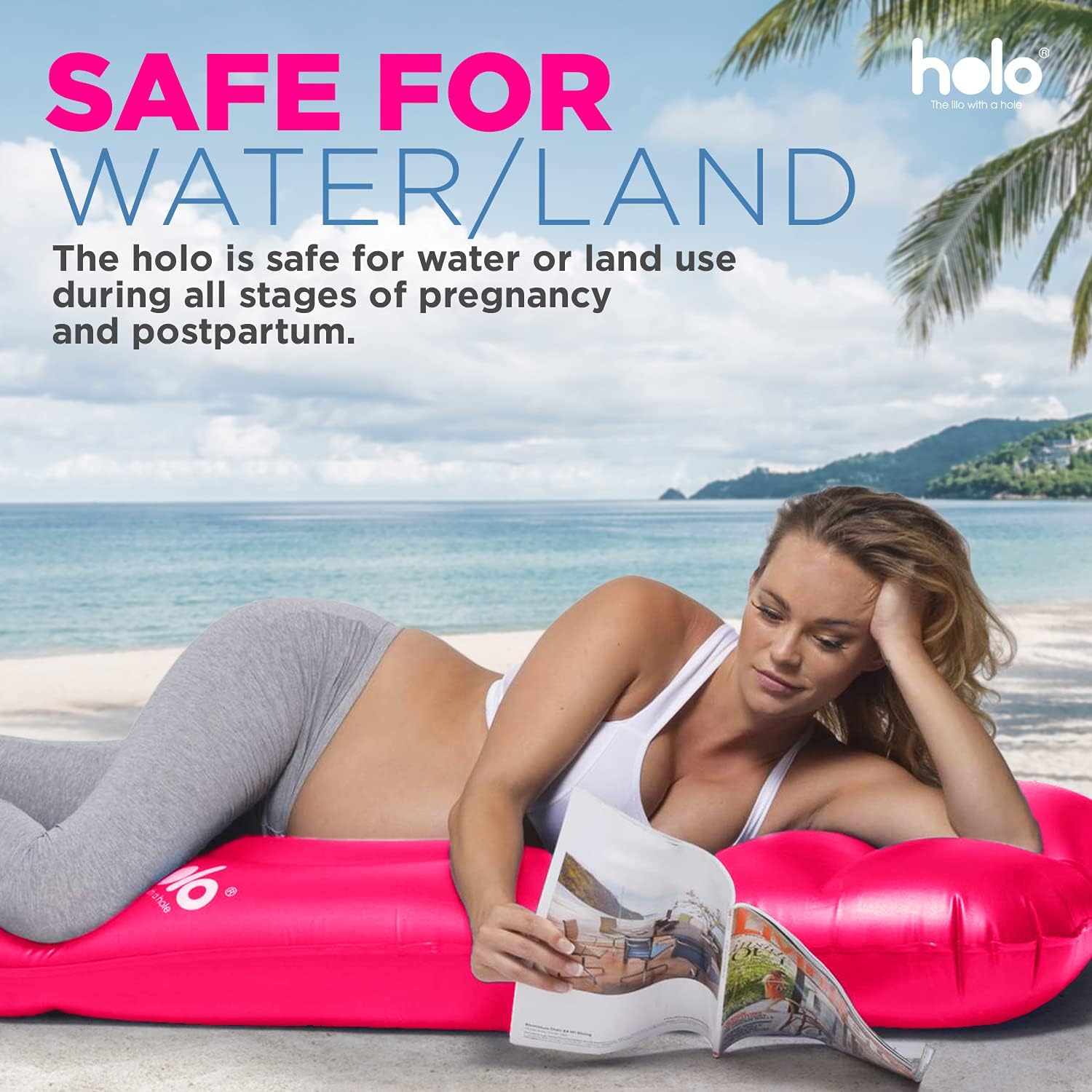 HOLO Original Inflatable Pregnancy Pillow - Full Body Support Pink