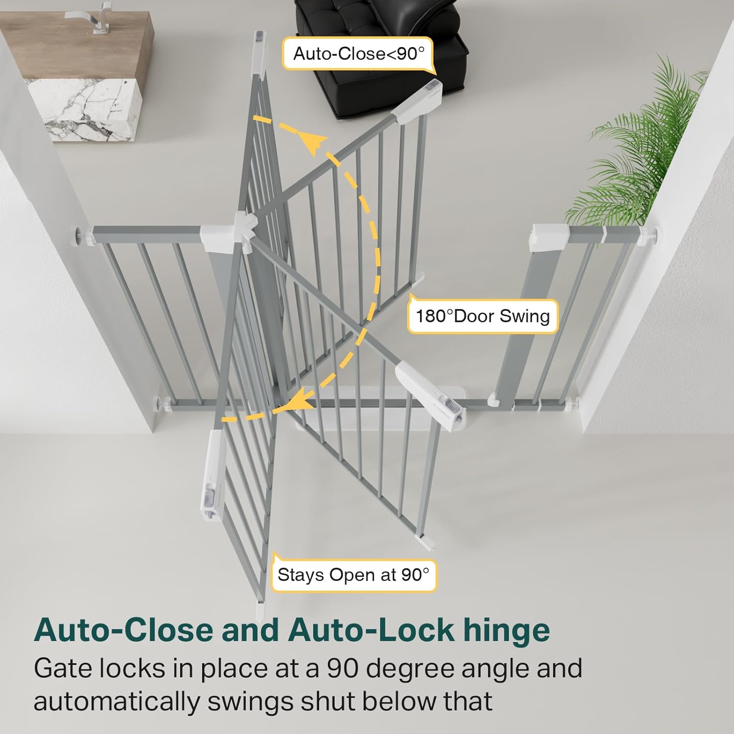 Cumbor 297-46 Inch Baby Gate for Stairs and Doors