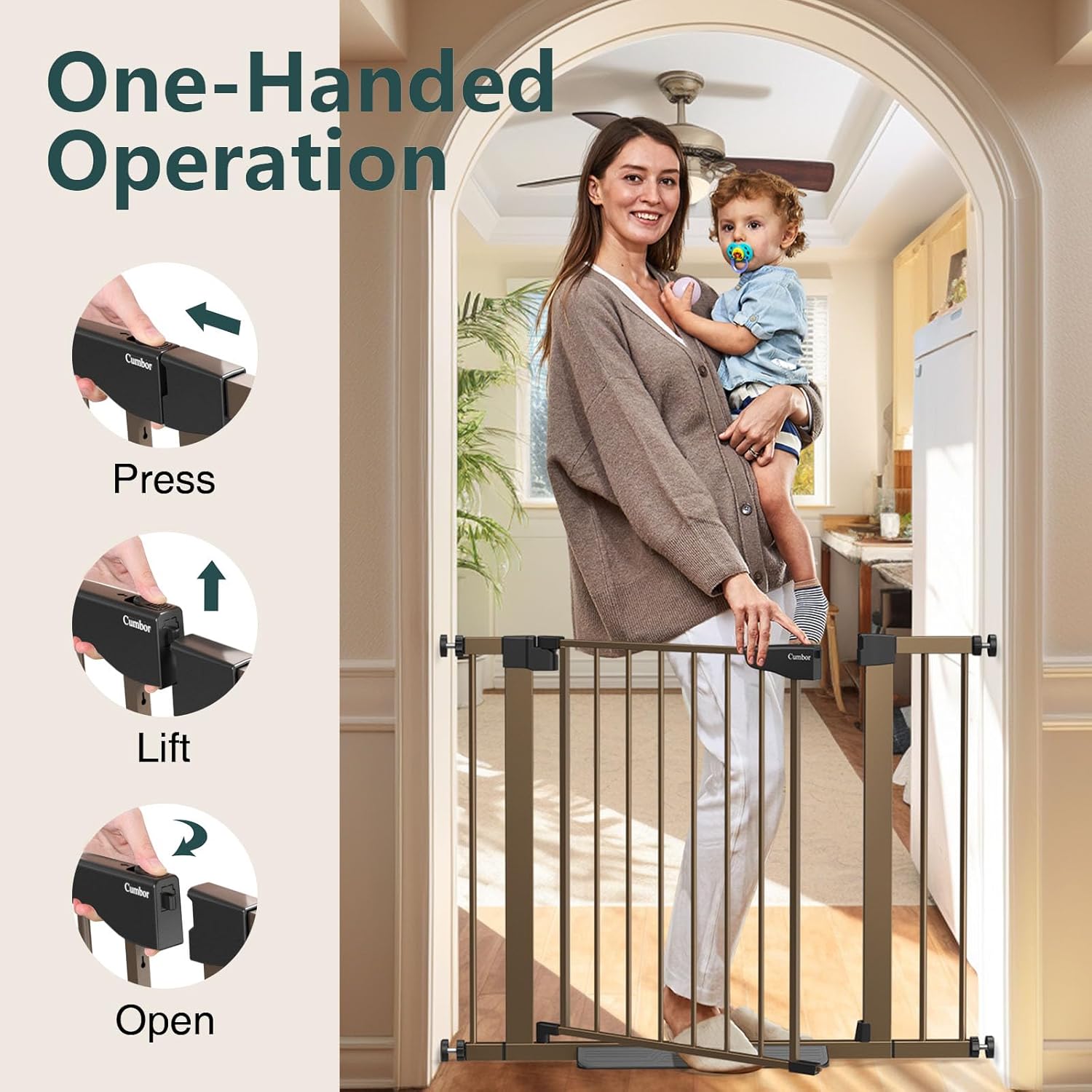 Cumbor 297-406 Durable Stair Safety Gate for Kids and Pets