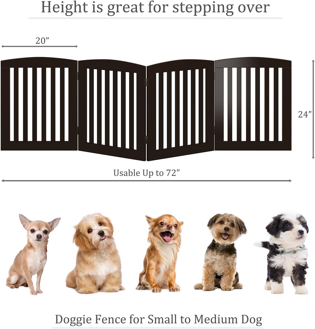 PAWLAND Wooden Pet Gate for Dogs 24 Height 3 Panels
