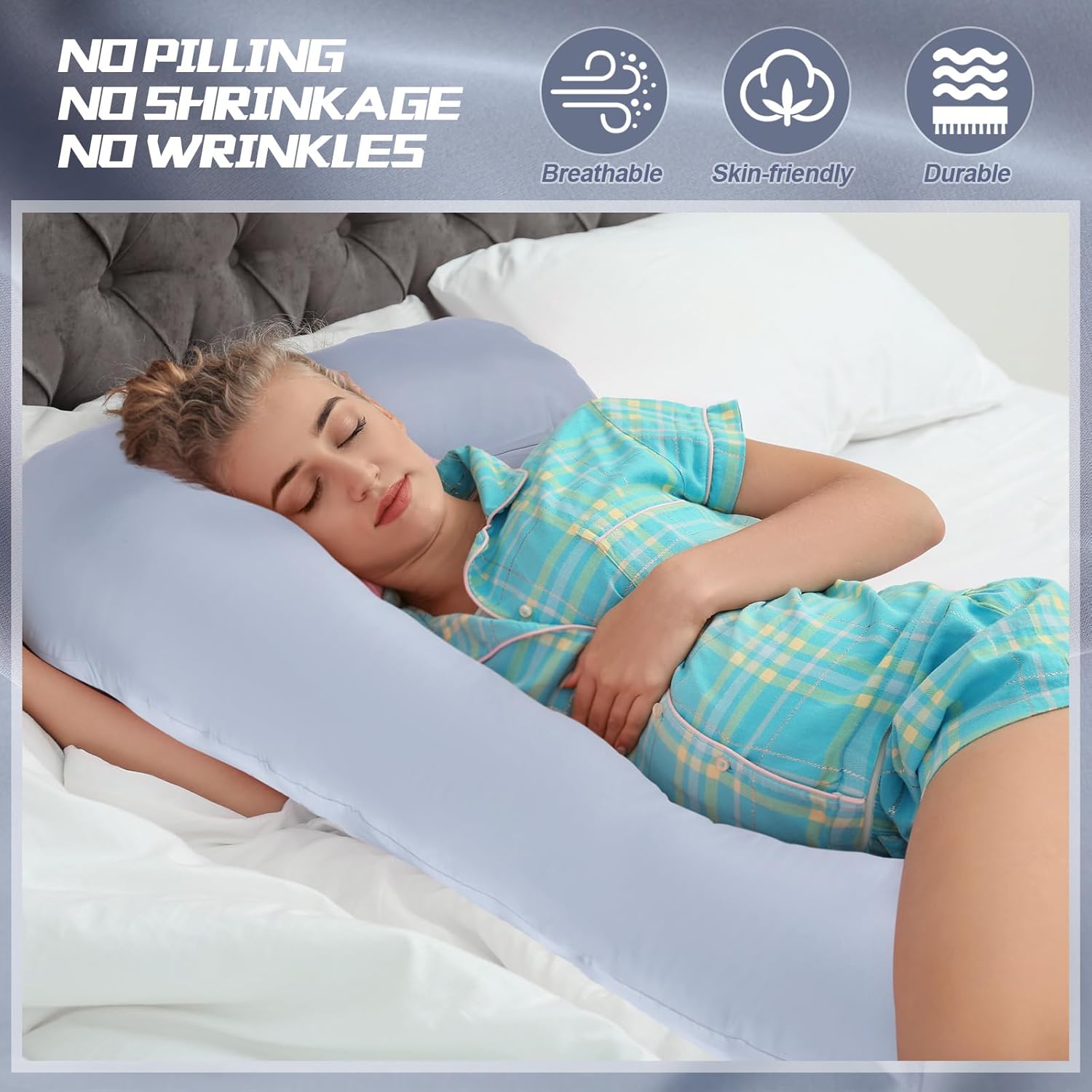 Windkream Silky Satin Maternity Pillow Cover