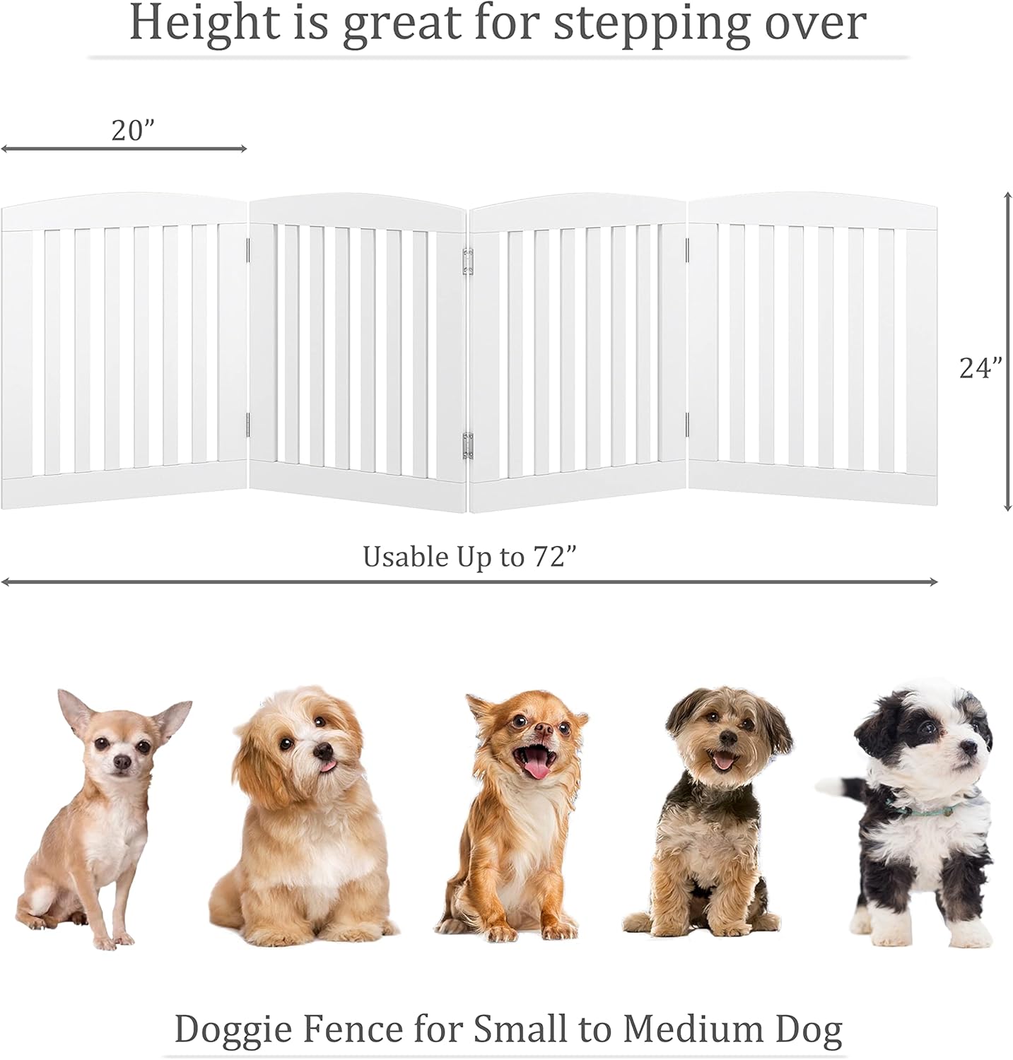 PAWLAND Wooden Freestanding Pet Gate 24 Height 4 Panels