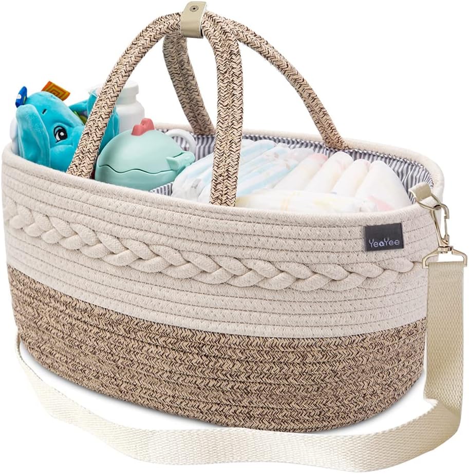 YeaYee Baby Diaper Caddy with 4 Pockets and Shoulder Strap