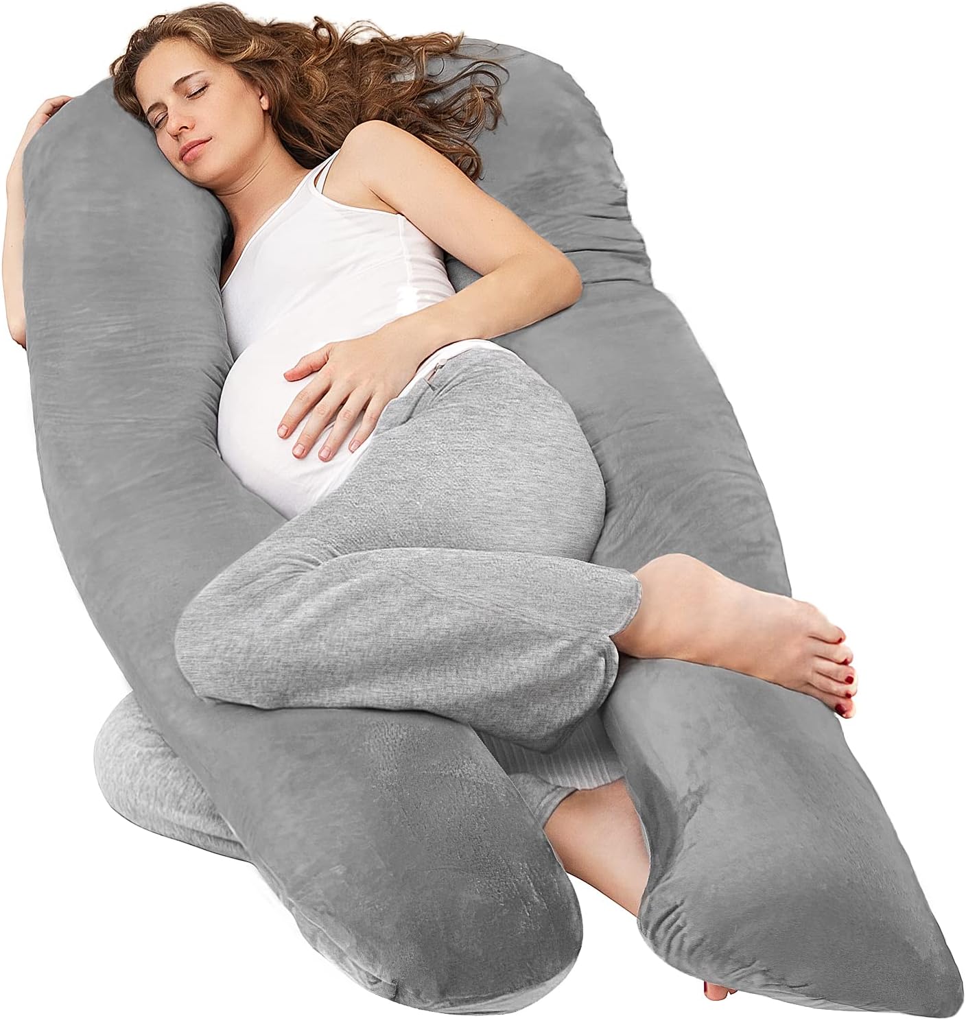 Nuliie Pregnancy Pillow with Washable Velvet Cover