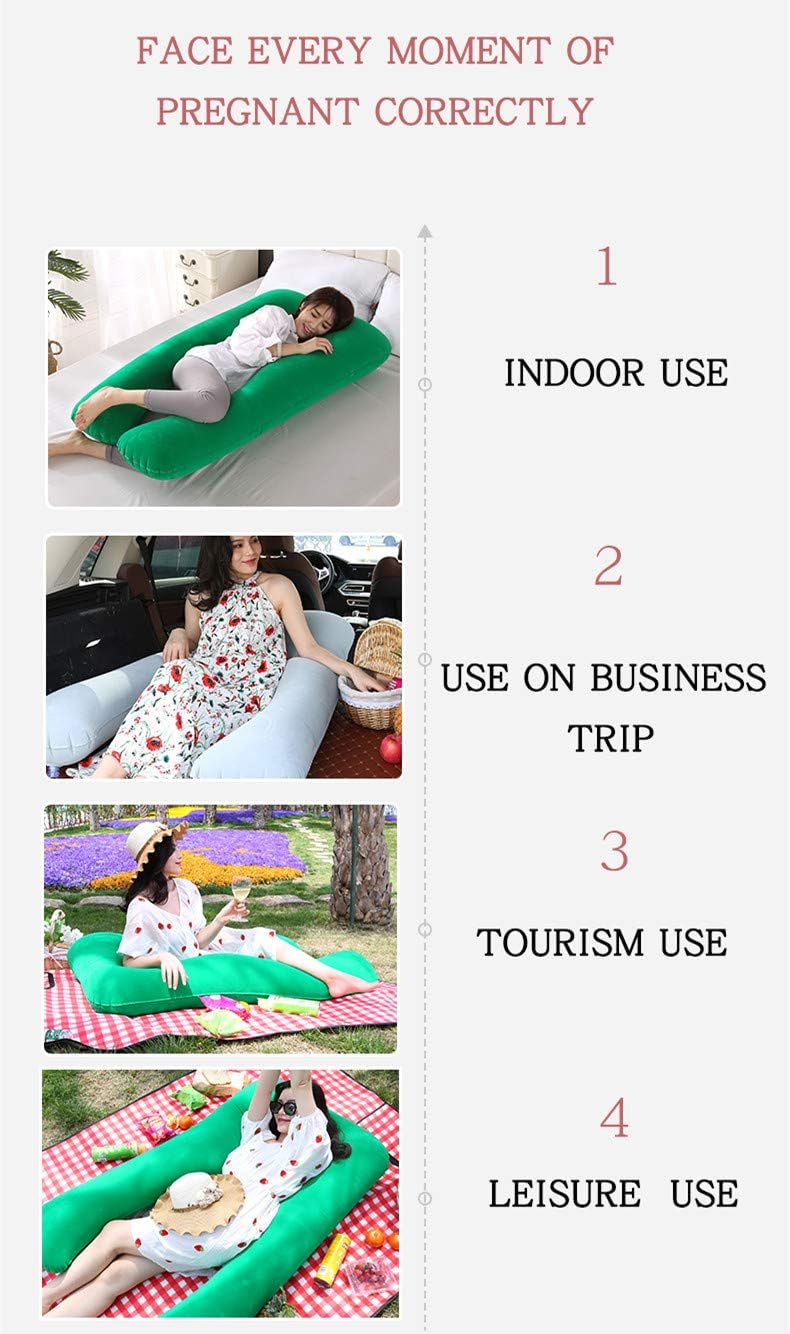 Updated 55 Inch Inflatable Pregnancy Pillow with Flocked Fabric