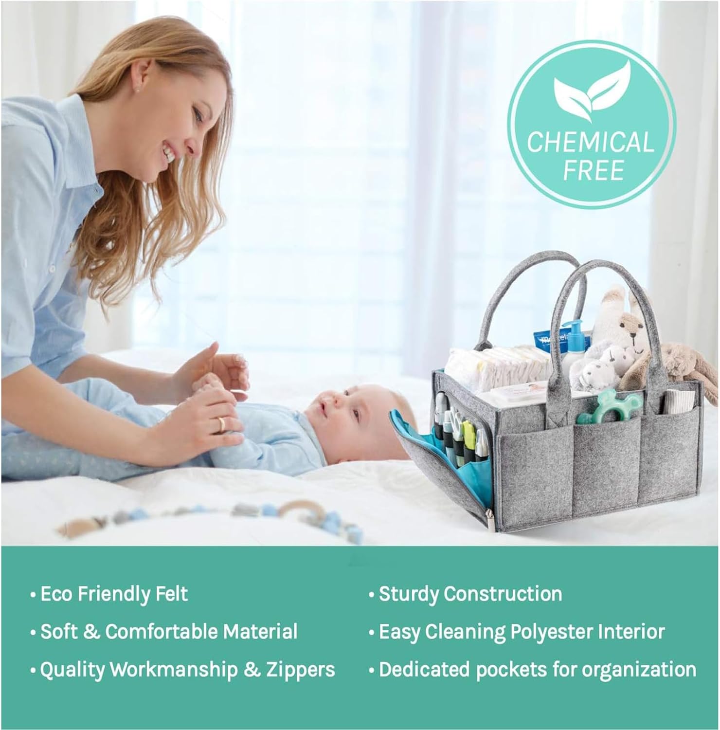 DOAEZ Baby Diaper Organizer Portable Storage Box 1