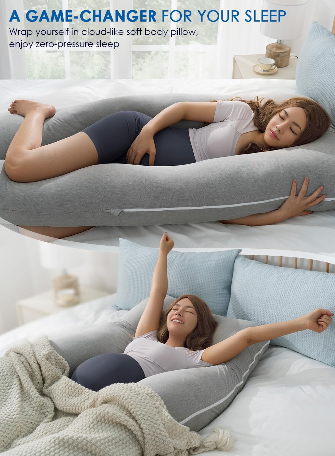 QUEEN ROSE Cooling Maternity Pillow with Silky Cover