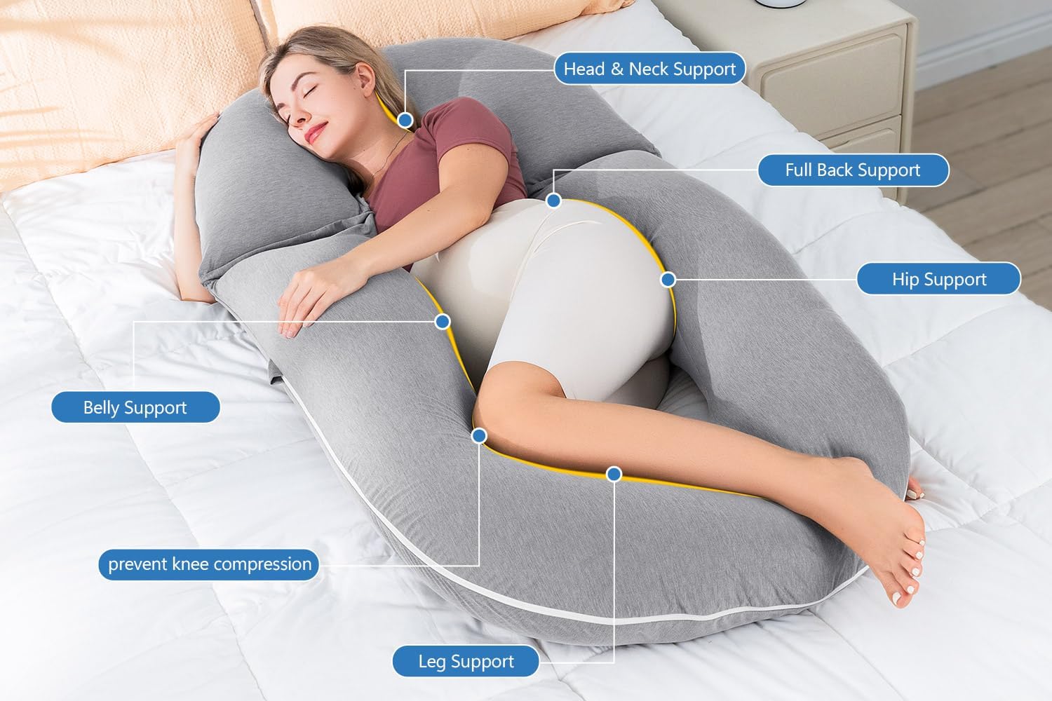 INSEN Pregnancy Pillow with Detachable Design
