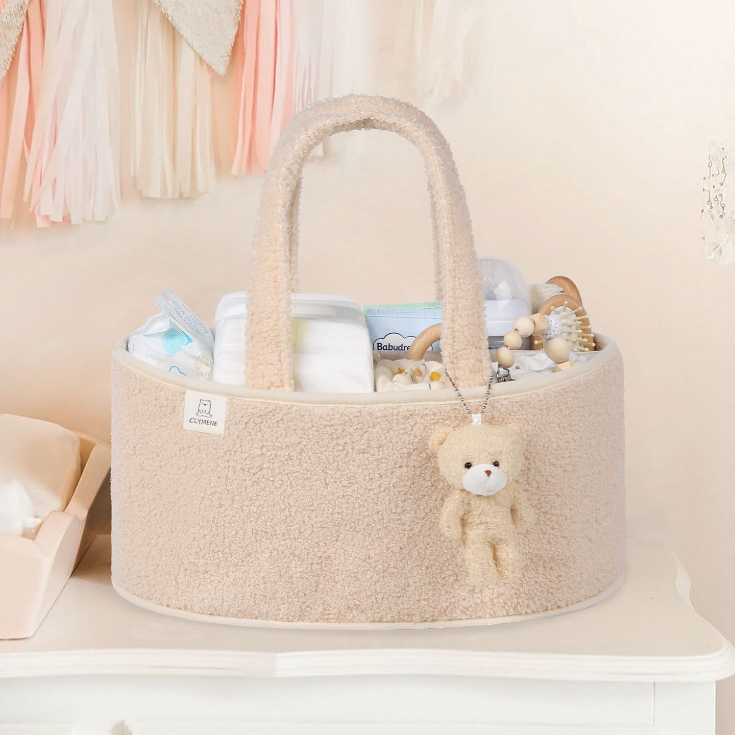 CLYMENE Baby Diaper Caddy Organizer - Ivory 1