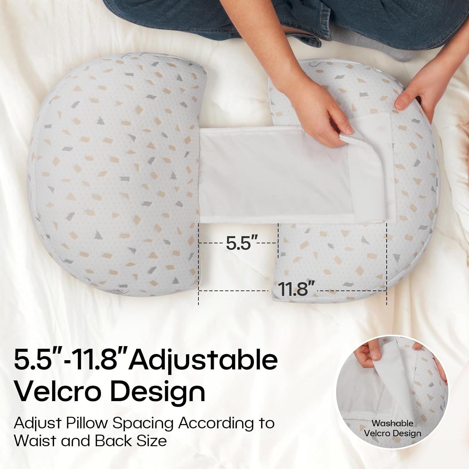 SNOOZYNEST Maternity Pillow - Adjustable Washable Support