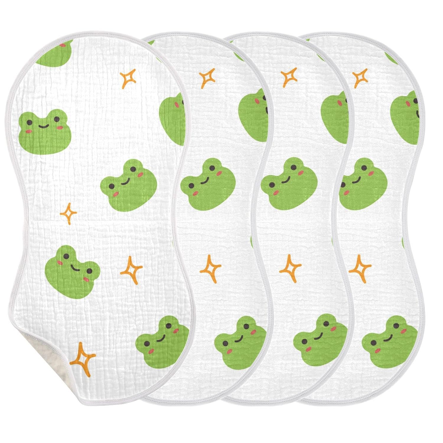 WELLDAY Muslin Burp Cloth Set of 1 Soft Absorbent Cute Frog