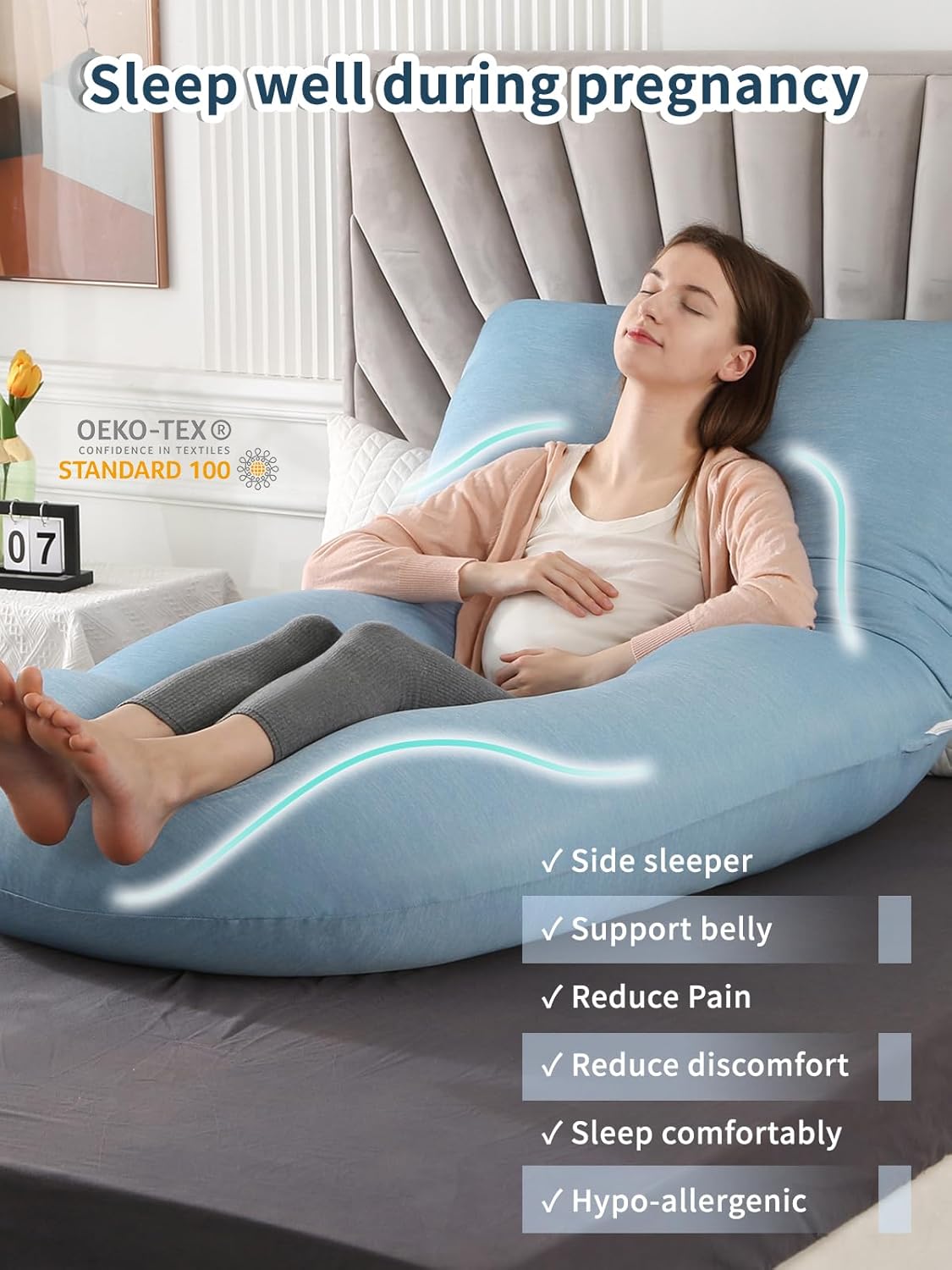 Wndys Dream 60 Inch Pregnancy Pillow with Cooling Velvet Cover 1