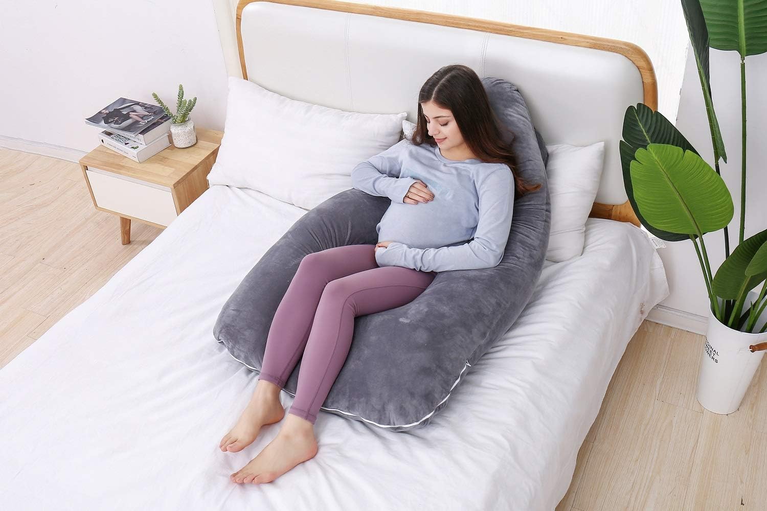 AS AWESLING Pregnancy Pillow with Removable Velvet Cover