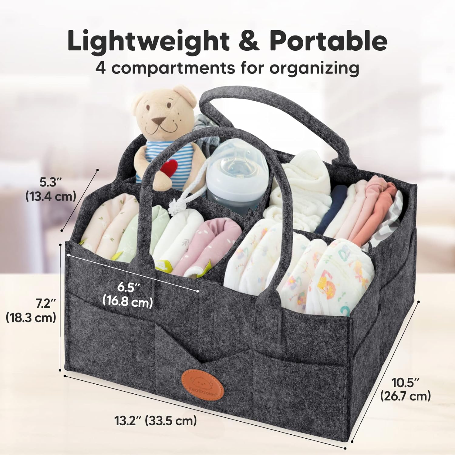 KeaBabies Diaper Caddy Organizer with 5 Pack Muslin Burp Cloths