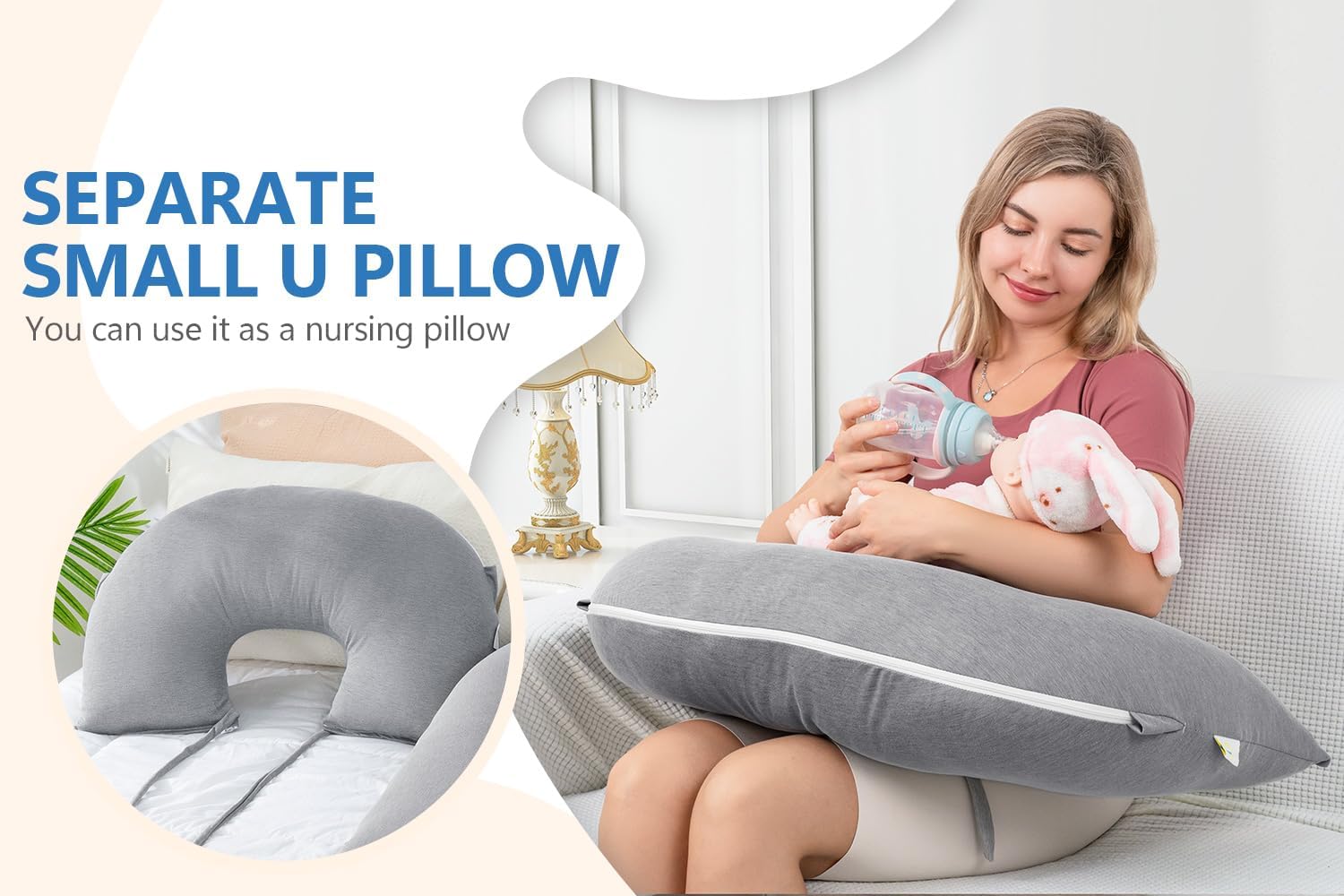 INSEN Pregnancy Pillow with Detachable Design
