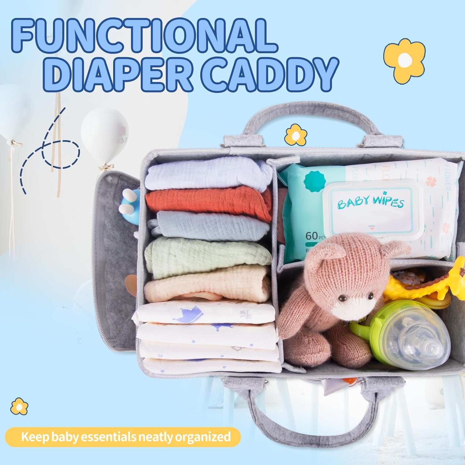Lainlight Diaper Caddy Organizer with Handle