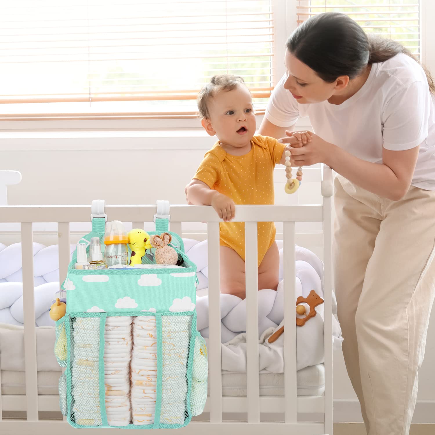 Maliton Hanging Diaper Caddy Organizer - Blue-Green