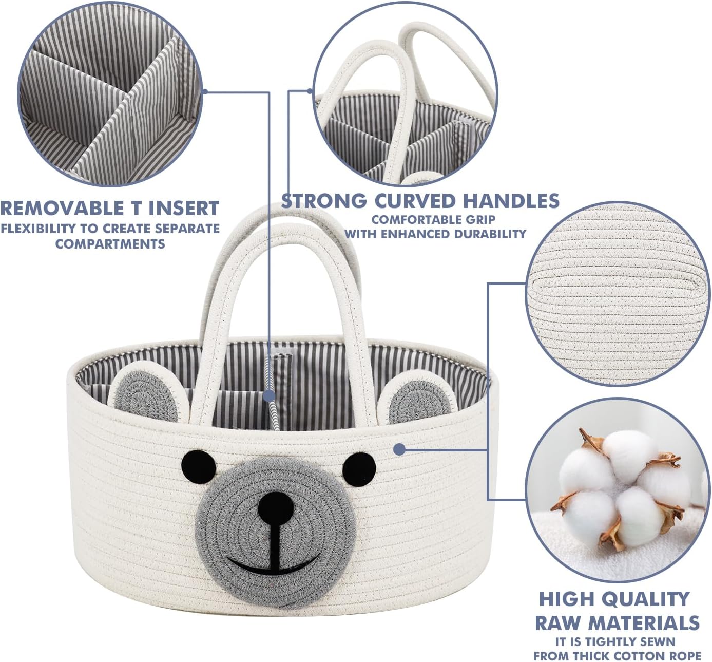 Home Tots Bear Diaper Caddy Organizer Large White
