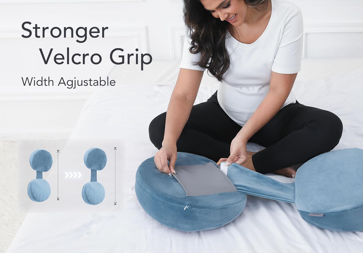 Yunari Pregnancy Pillow with Adjustable Width and W-Shaped Design