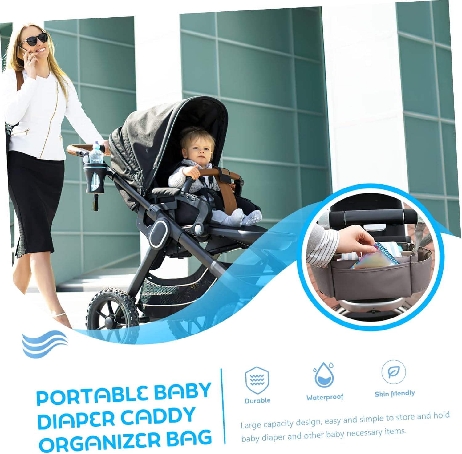 Toddmomy Portable Diaper Organizer Caddy Bag with Handle