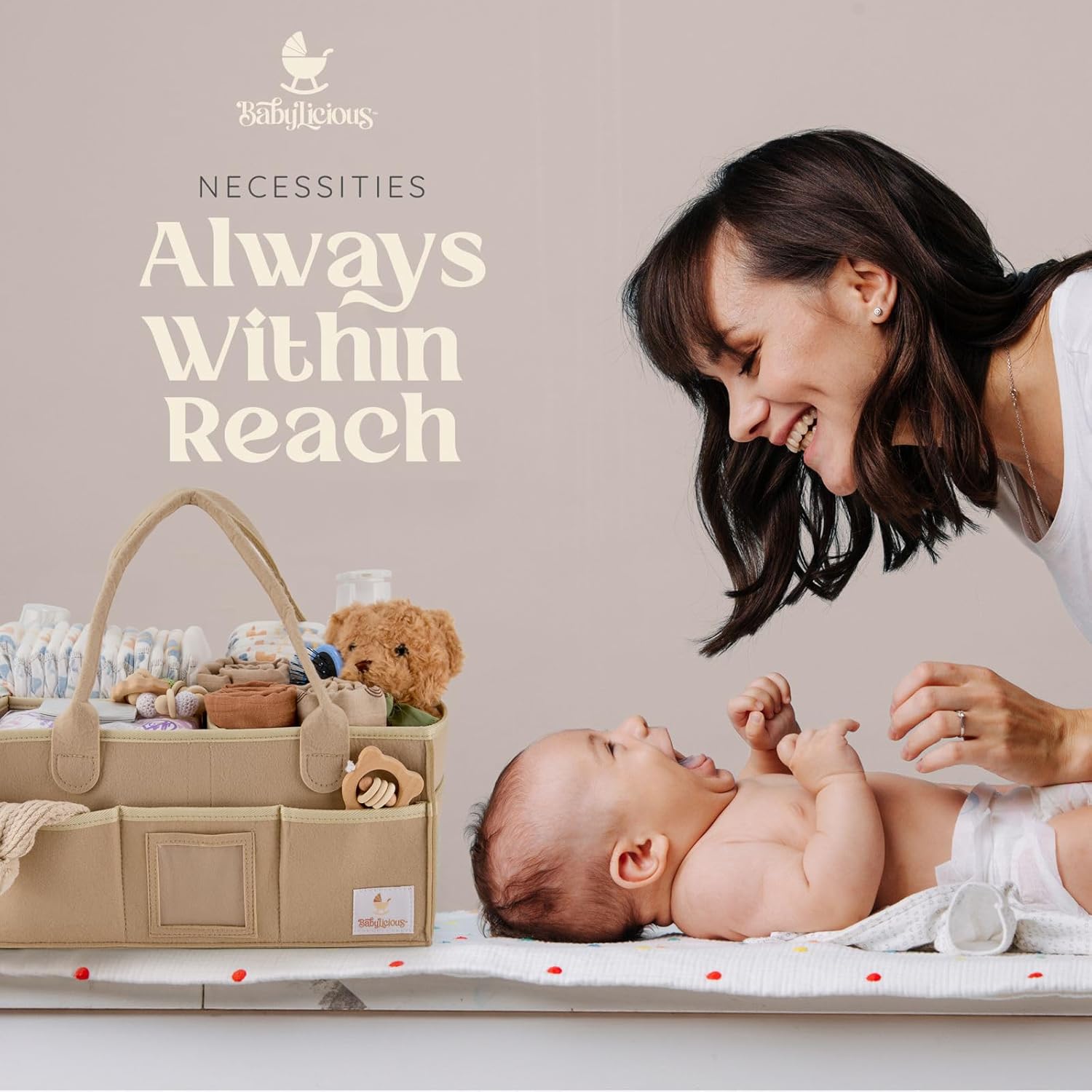 Babylicious Baby Diaper Caddy Organizer Tan