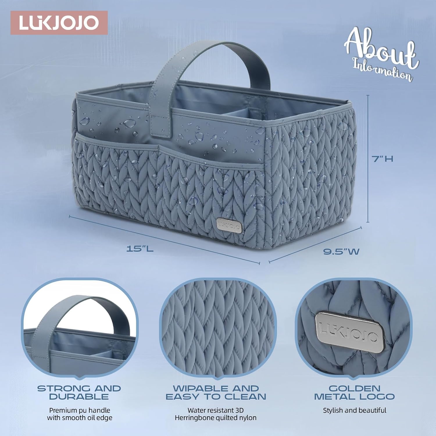 LUKJOJO Luxury Baby Diaper Caddy with Organizer