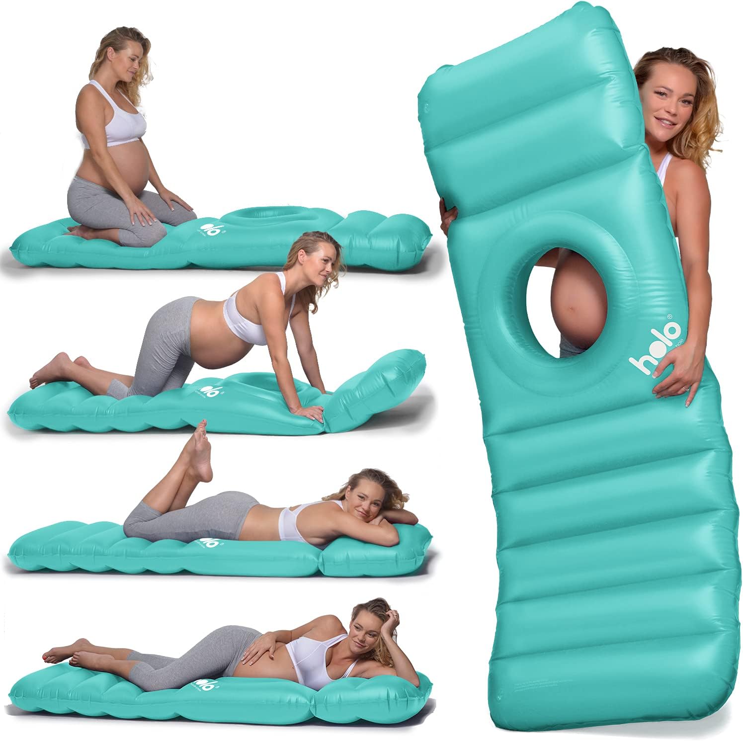 HOLO Inflatable Pregnancy Pillow - Full Body Maternity Support Mint