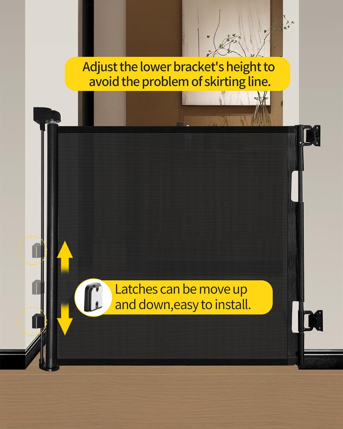 DEAR LOV Retractable Baby Gate - 33 Tall 55 Wide Black