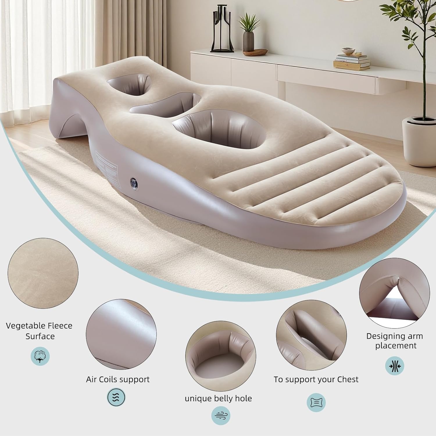 Tristcily Inflatable Pregnancy Pillow with Triple Hole