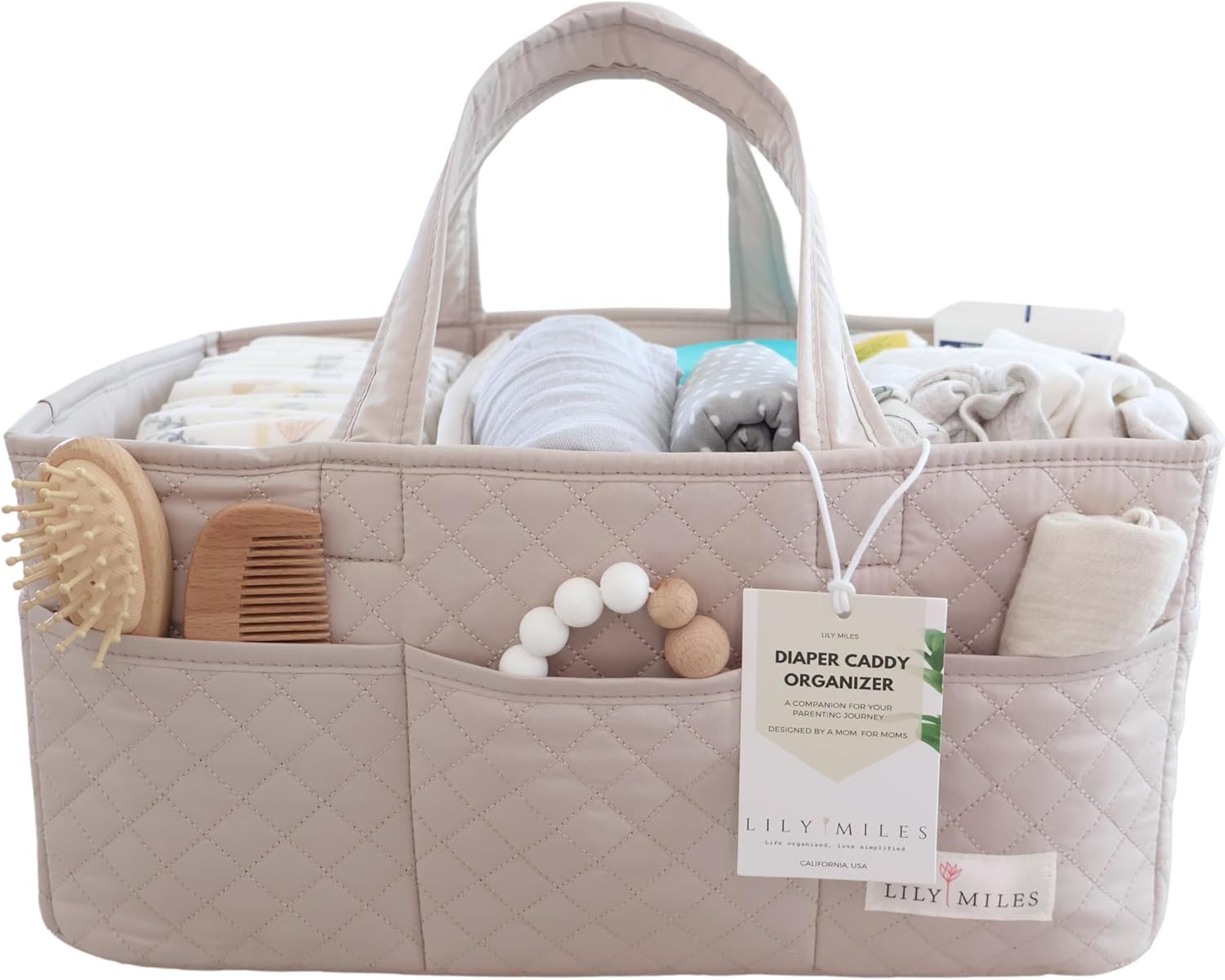 Lily Miles Baby Diaper Caddy Organizer - Soft Sand