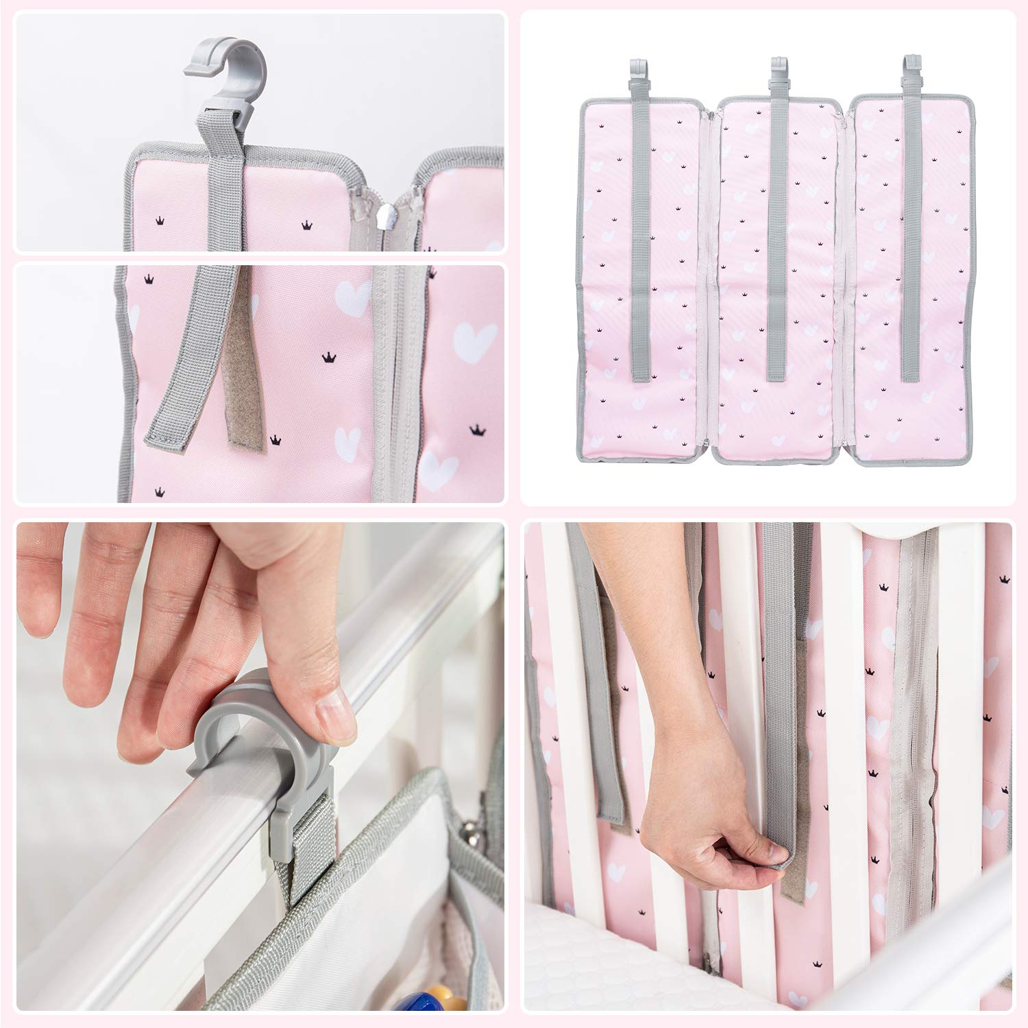 Orzbow 3-in-1 Hanging Diaper Caddy Organizer Pink