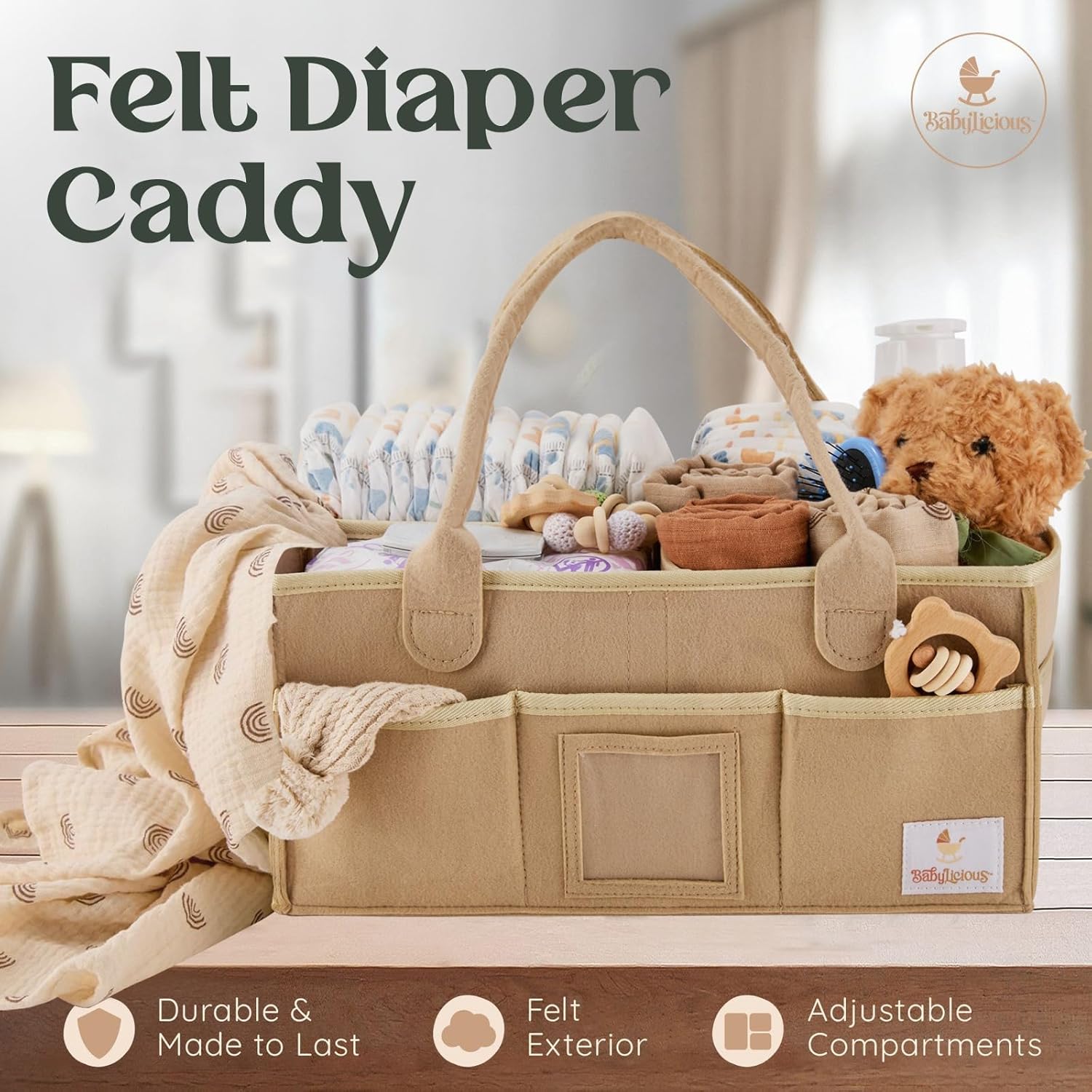 Babylicious Baby Diaper Caddy Organizer - XL Tan