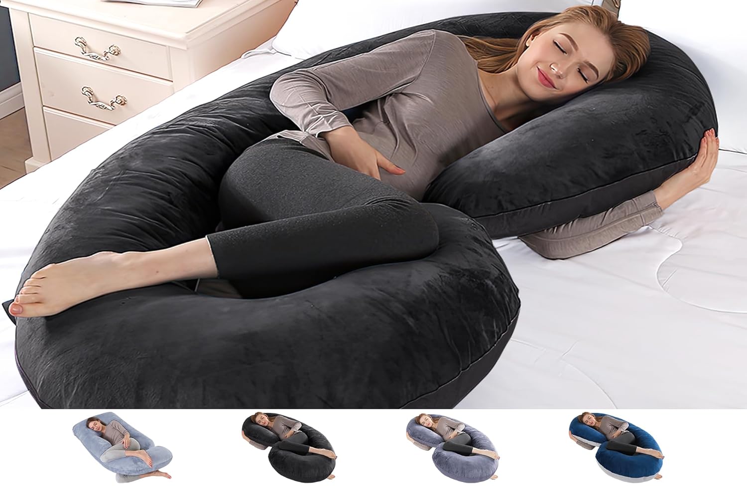 Yoyomax C Shaped Pregnancy Pillow with Removable Cover