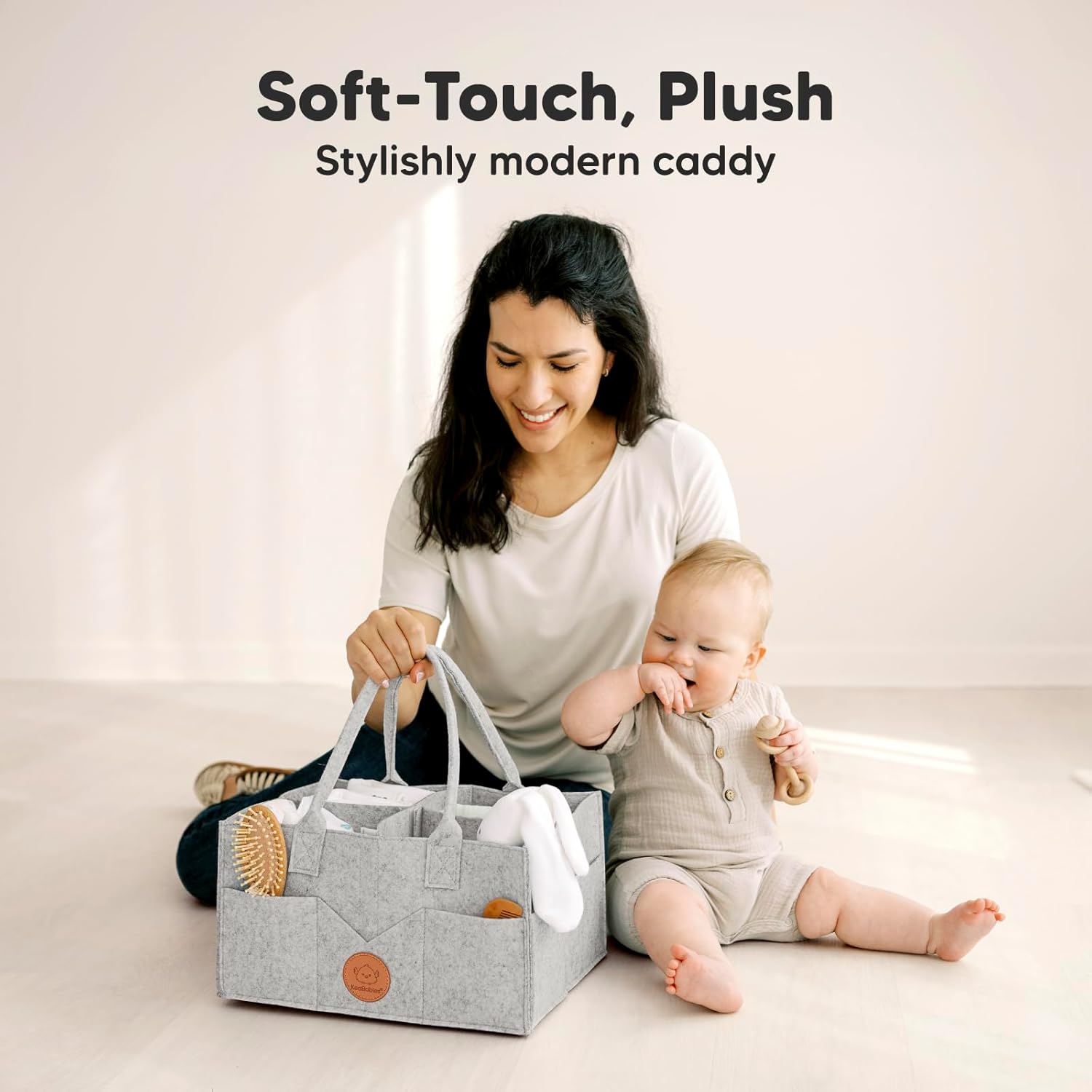 KeaBabies Baby Diaper Caddy Organizer with Handle - Classic Gray 1