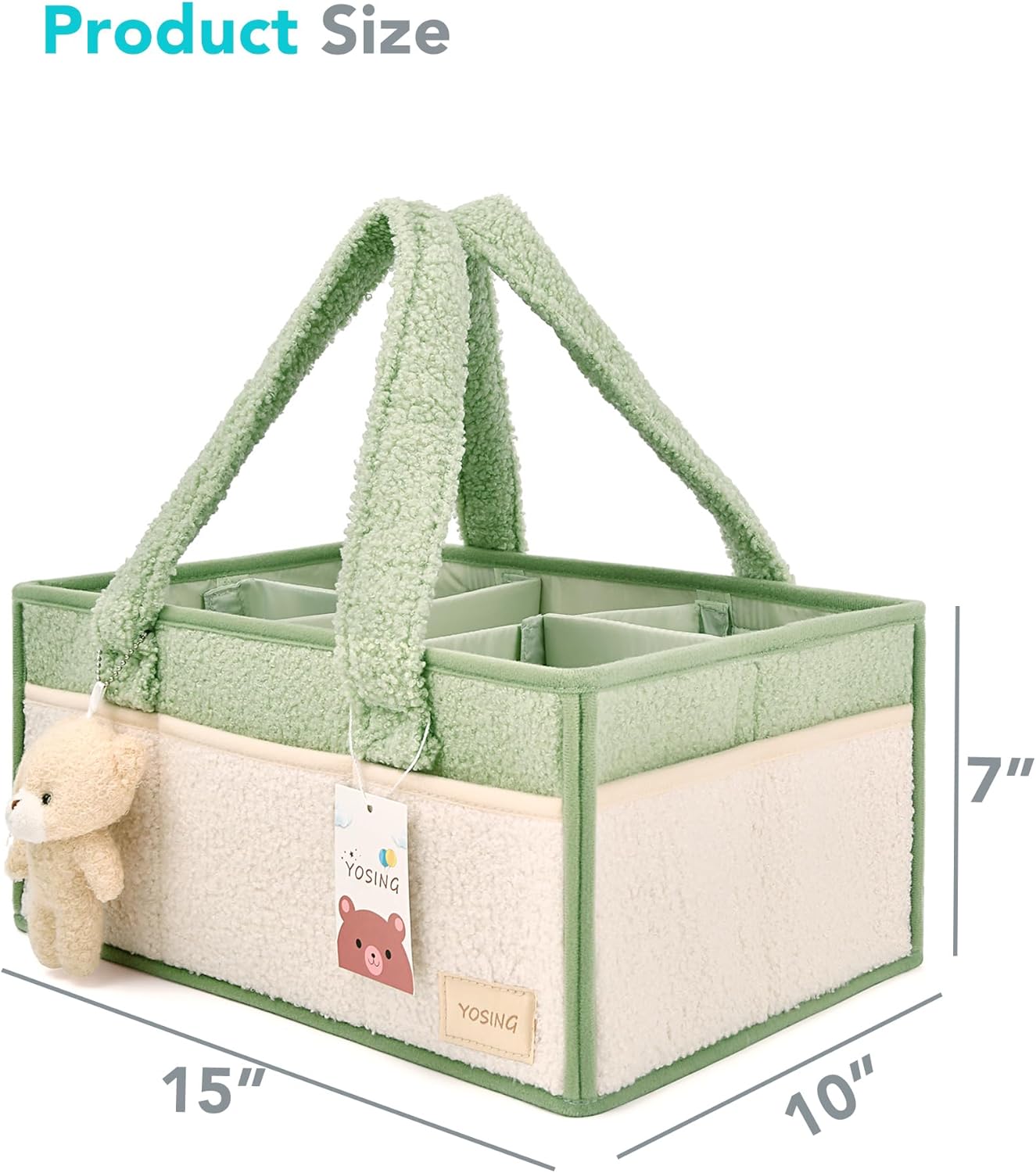 YOSING Diaper Caddy Organizer with 13 Pockets - Green and White