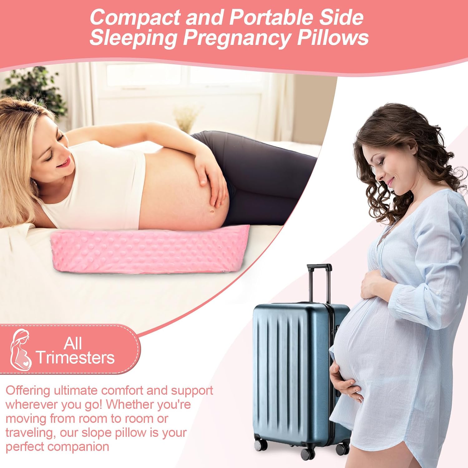 BiKontrun Pregnancy Wedge Pillow with Pink Cover