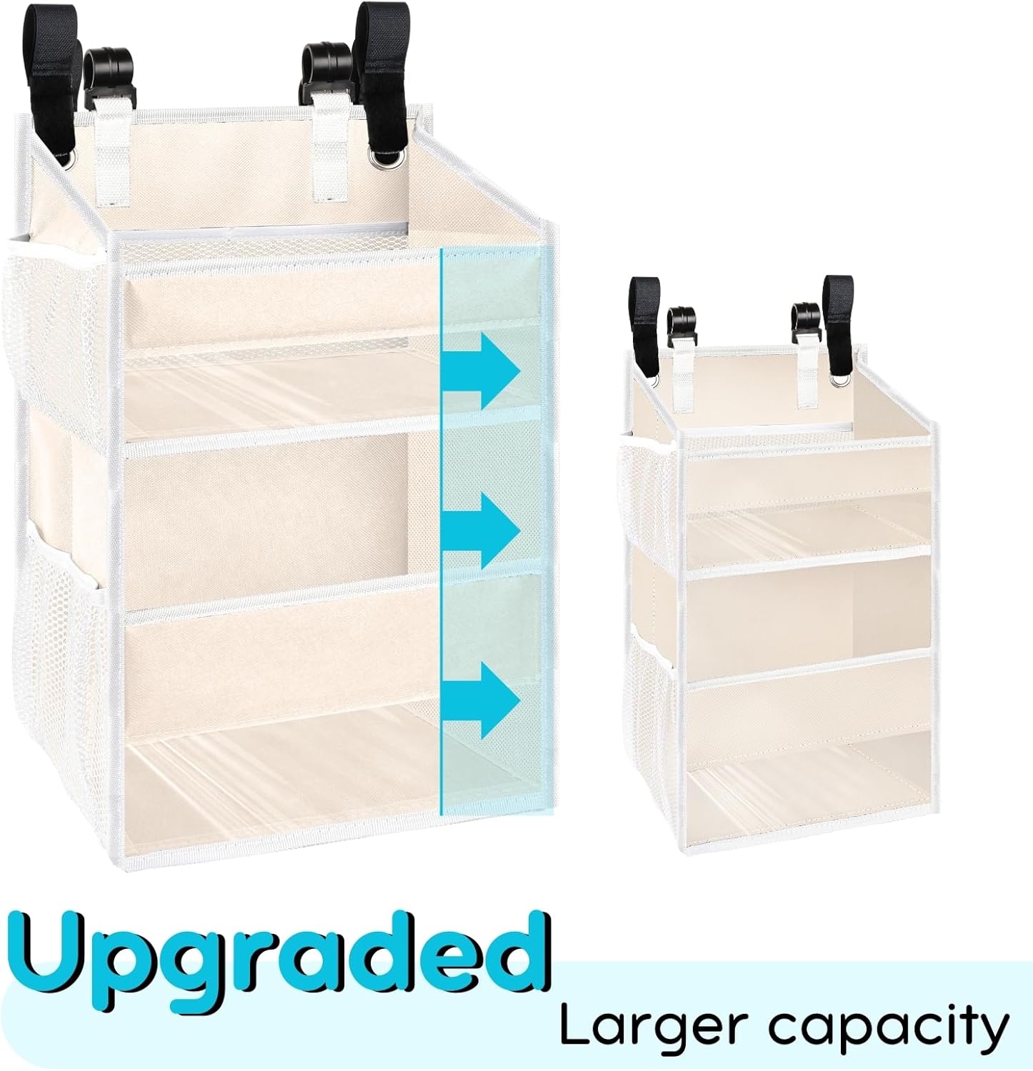 Ofiray-home Hanging Diaper Caddy 2-Tier with Mesh Pockets