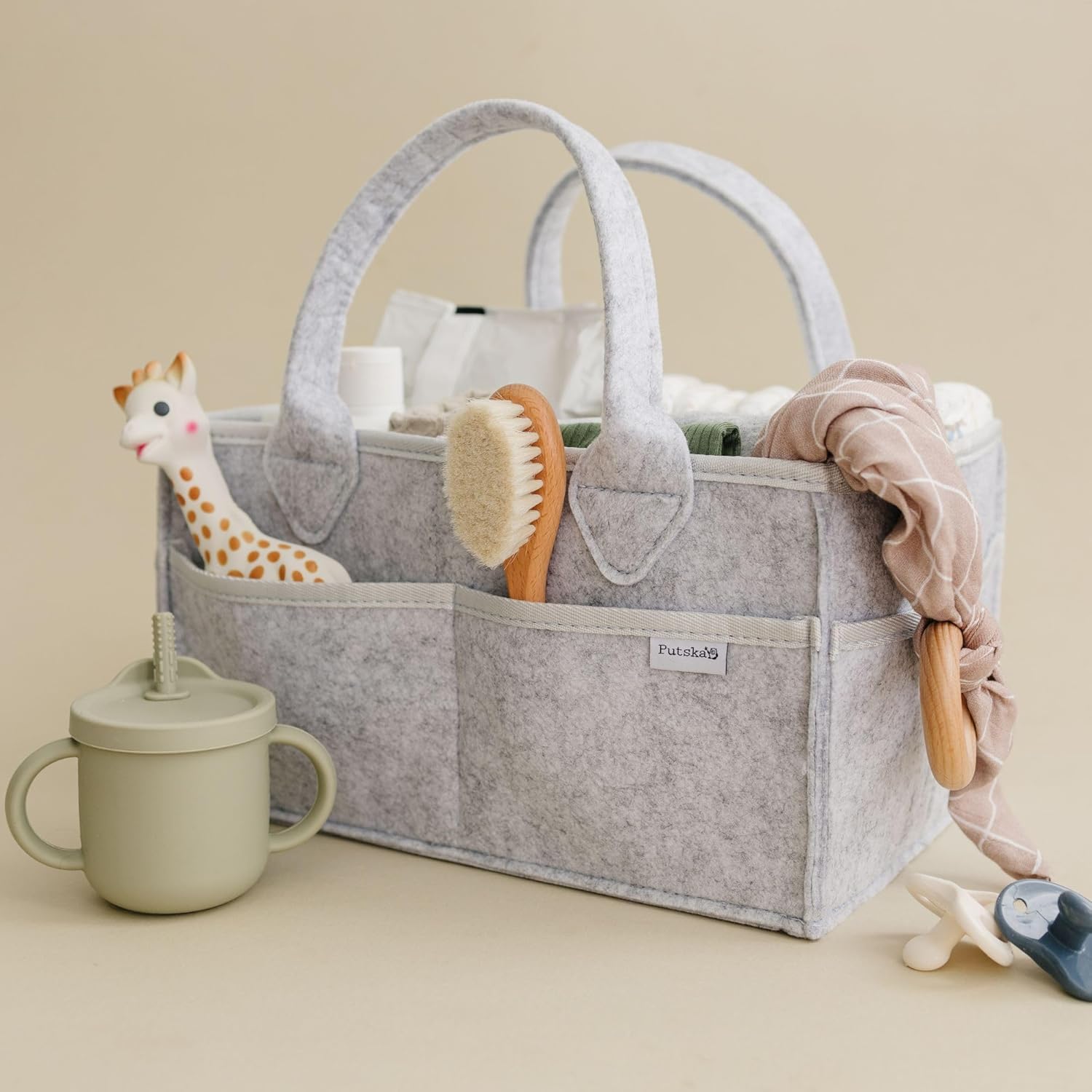 Putska Baby Diaper Caddy Organizer - Grey Extra Large