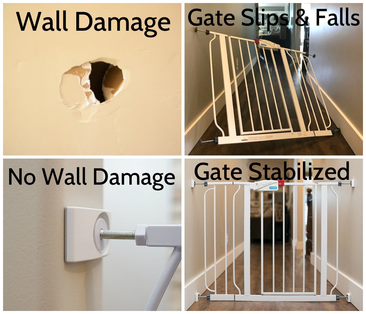 Wall Nanny - Dog Gate Wall Protector 4 Pack Black