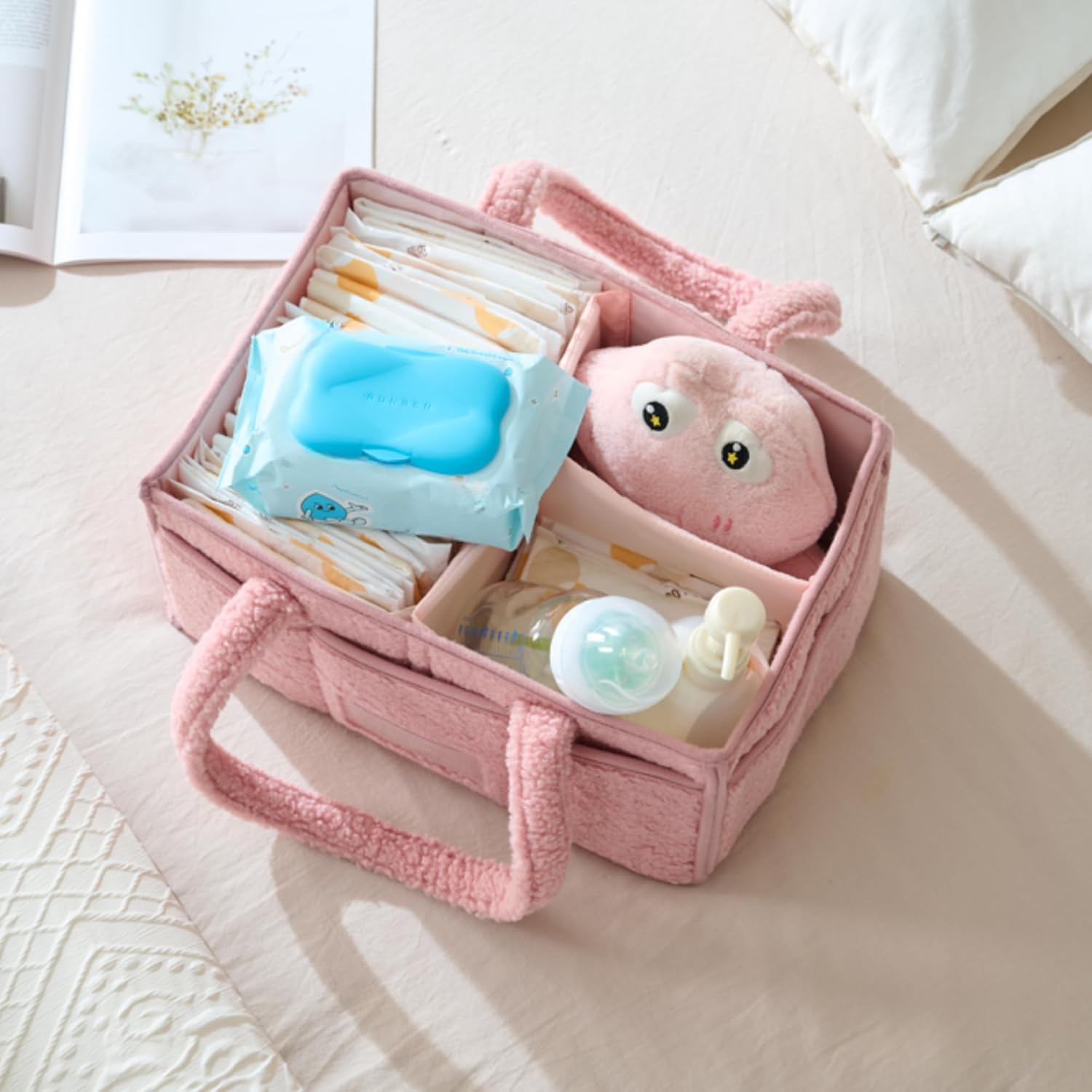Luxury Little Baby Diaper Caddy Organizer Pink