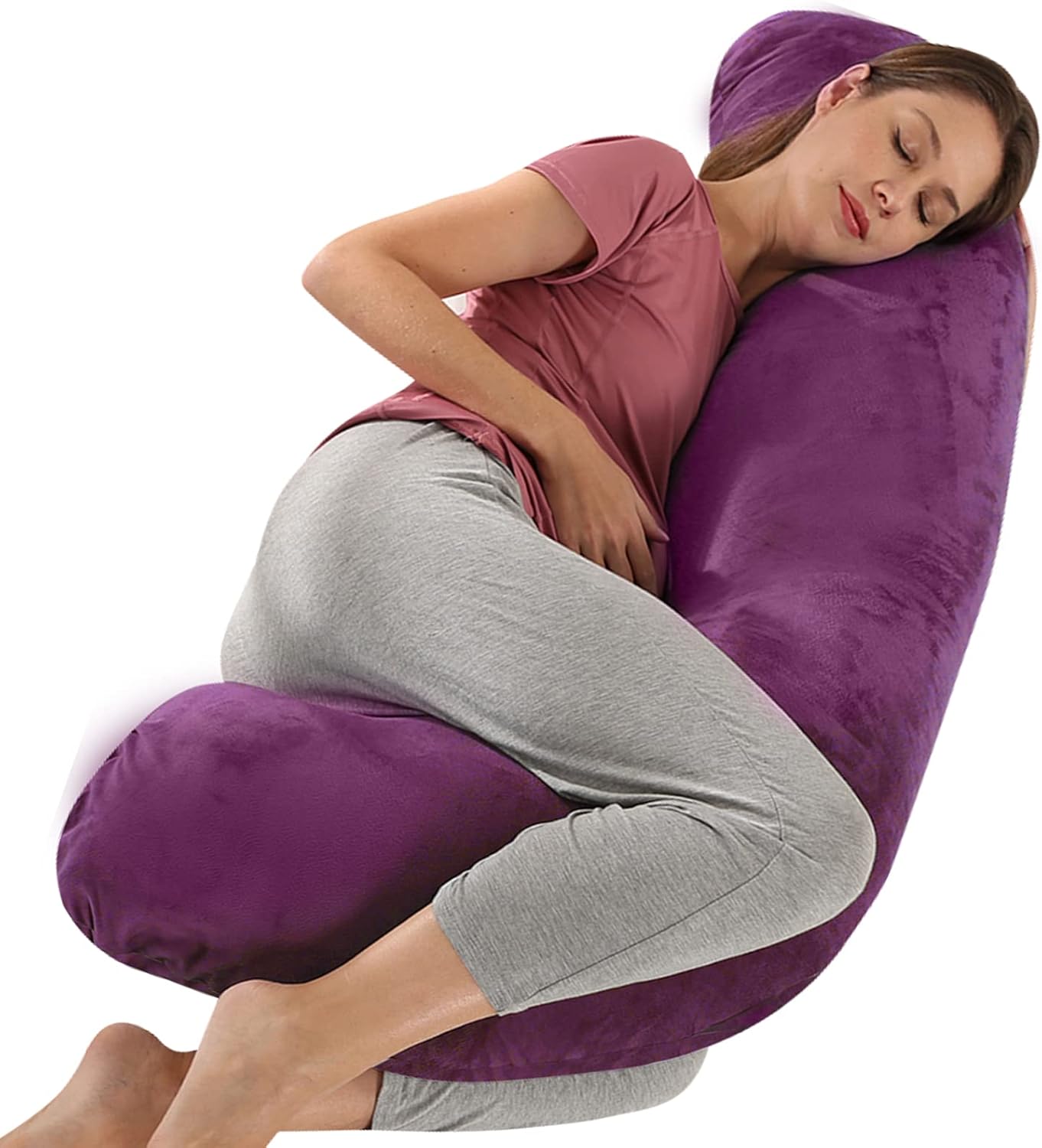BATTOP Pregnancy Pillow with Dark Purple Cover 1