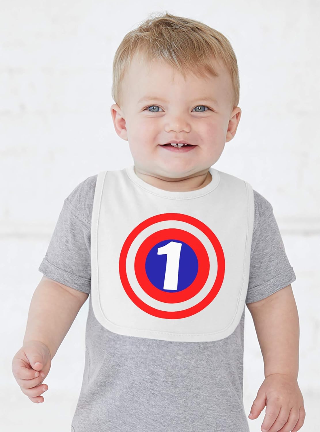 Aidens Corner Handmade Baby Super Hero 1st Birthday Bib