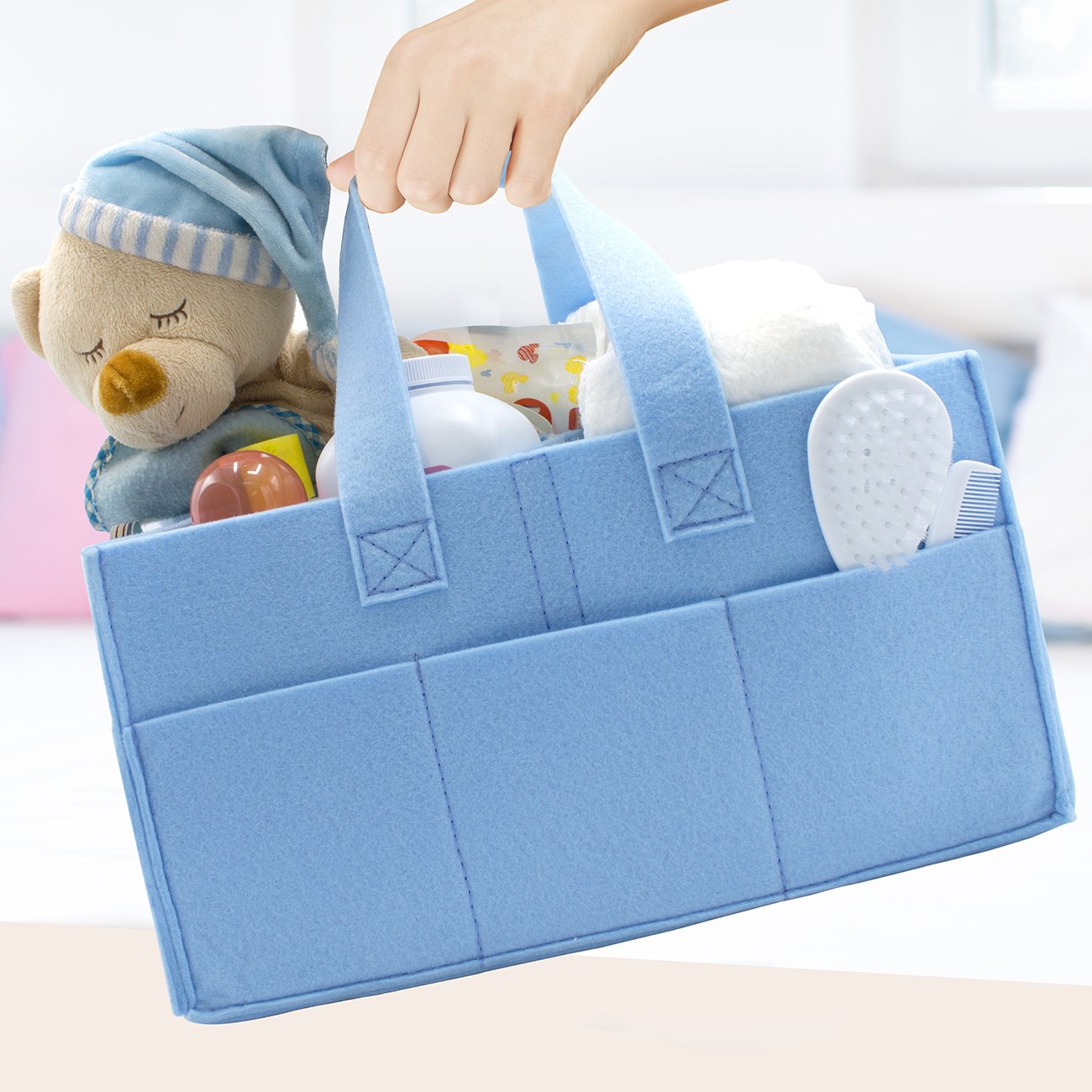 Sorbus Baby Diaper Caddy - Blue Portable Storage Organizer