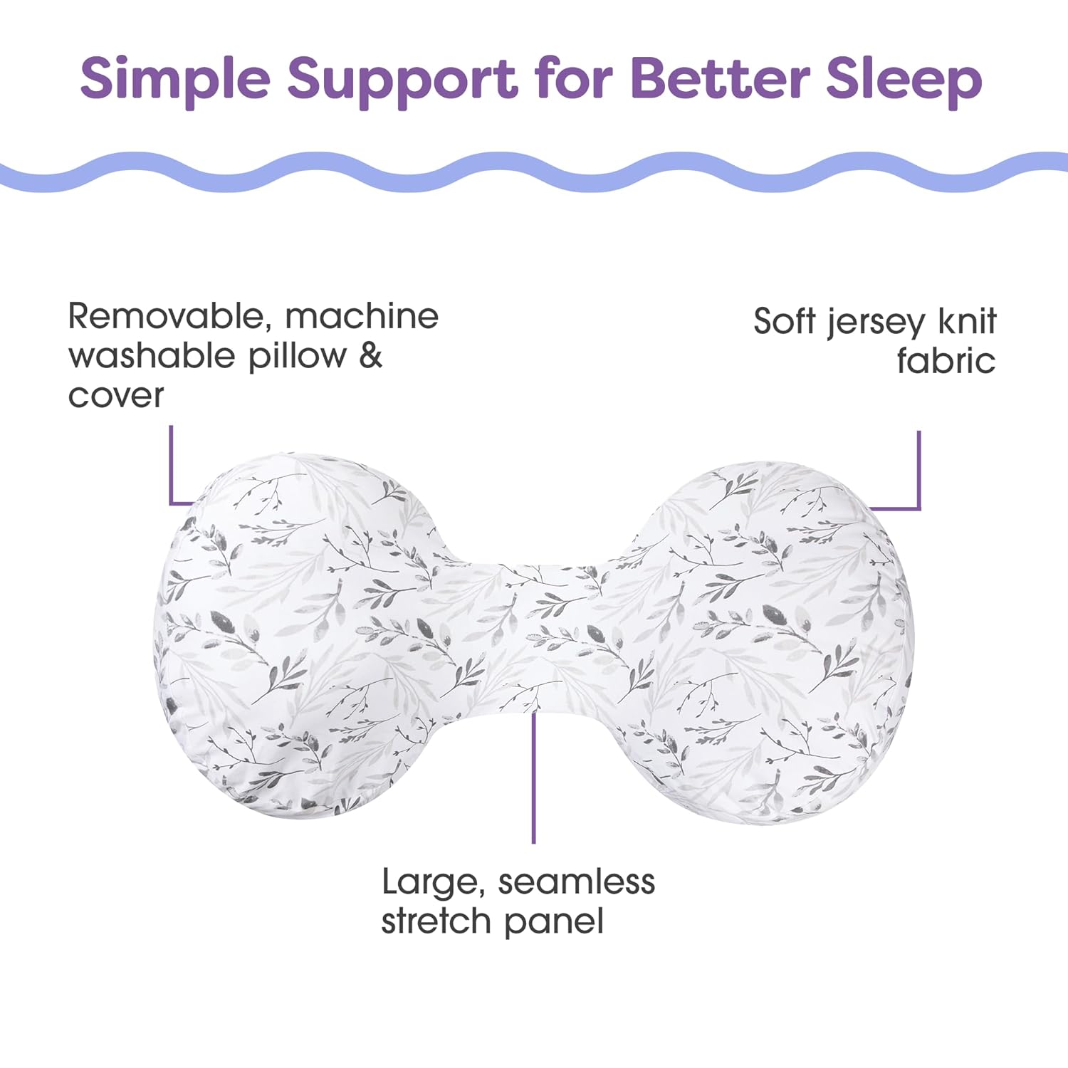Boppy Side Sleeper Pregnancy Pillow Gray Falling Leaves 1