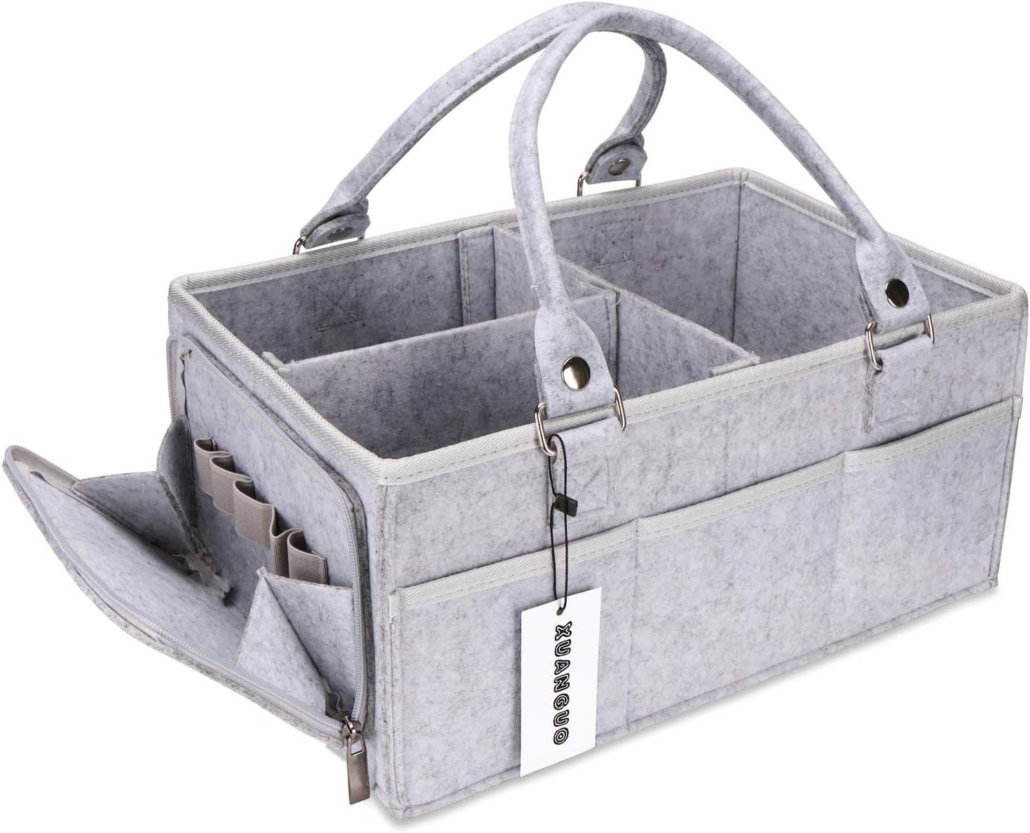 XUANGUO Baby Diaper Caddy Organizer with Handle - Grey